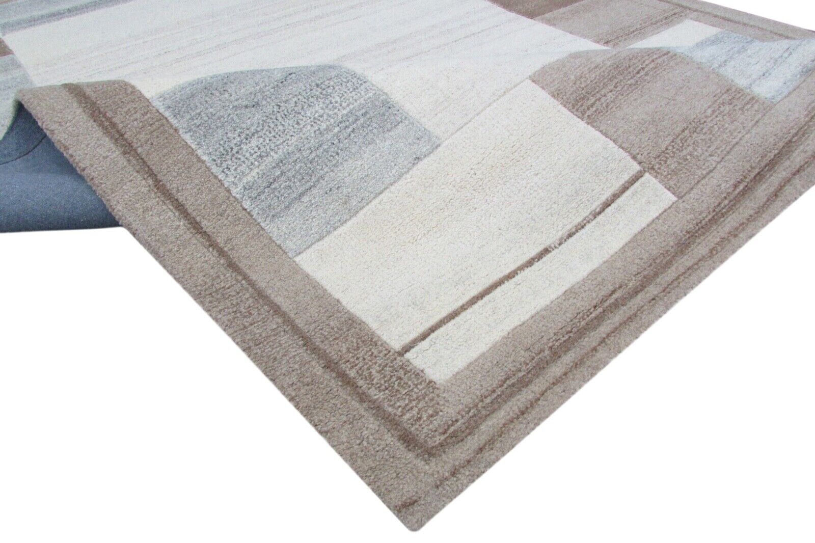 Tappeto 100% Lana Beige Grigio 160X230 cm Tappeto Orientale Tuftato a Mano T790 