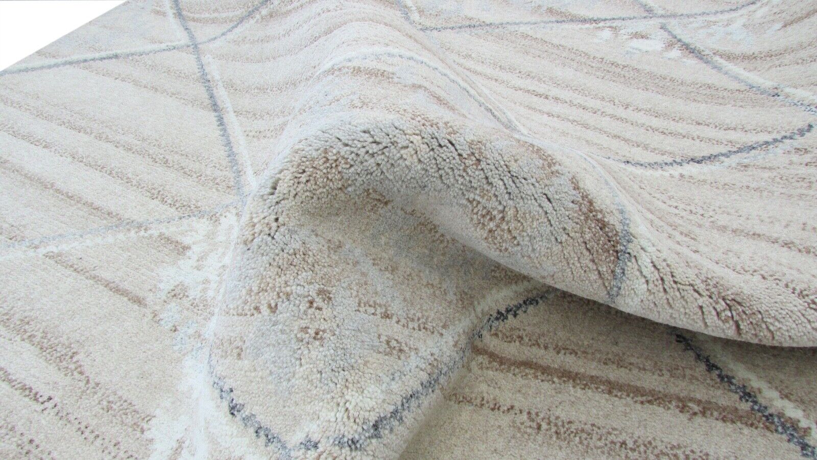 Nepal Teppich Handgeknüpft Beige Braun 100% Wolle Orientteppich 165x227 cm N-39