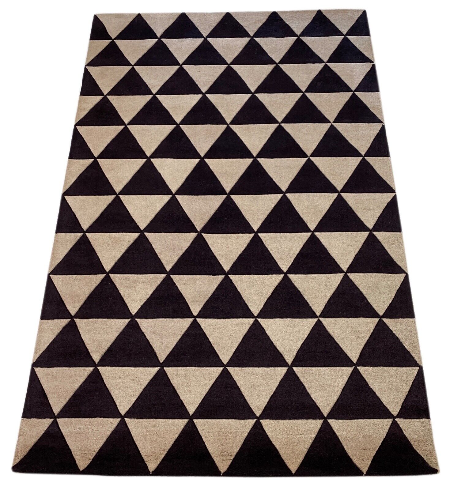 Schwarz Beige Teppich 100% Wolle Orientteppich Handgetuftet 155X245 CM D-123