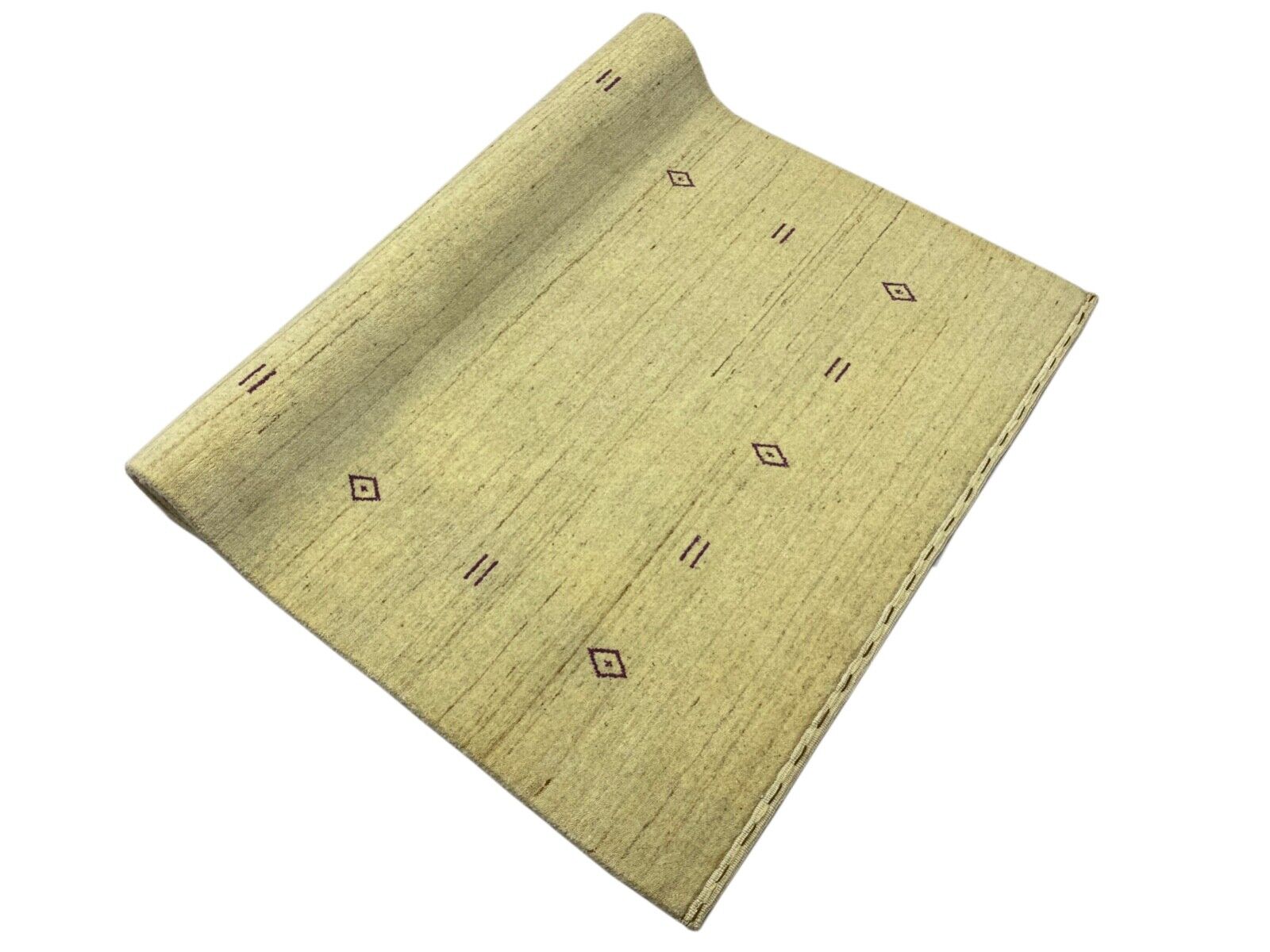 Teppich 100% Wolle Beige Grau Gabbeh lori Handgewebt 120x185 cm S145