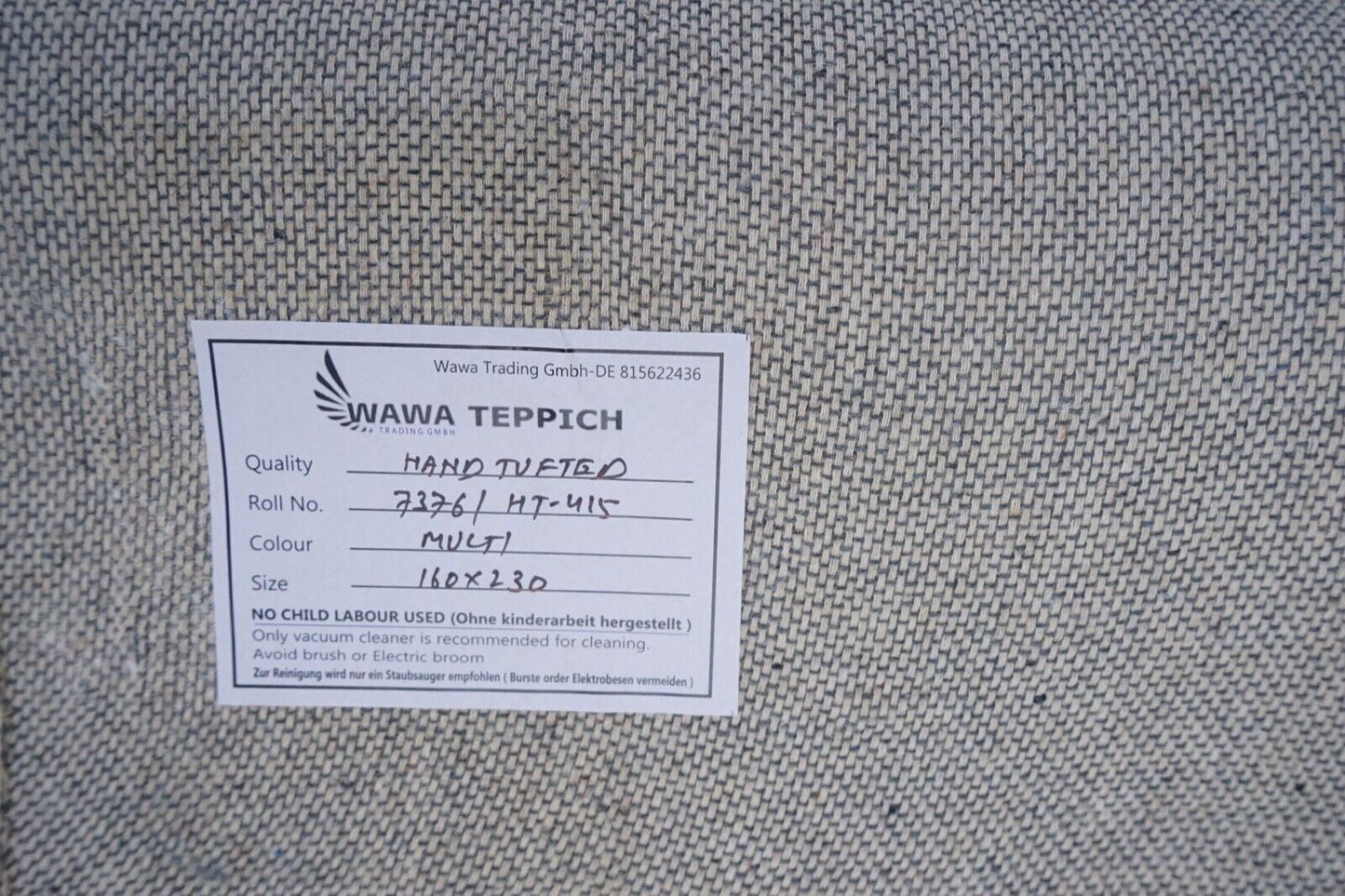 Bunt Teppich 100% Wolle 160X230 cm Blau Orange Orientteppich Handgetuftet HT415