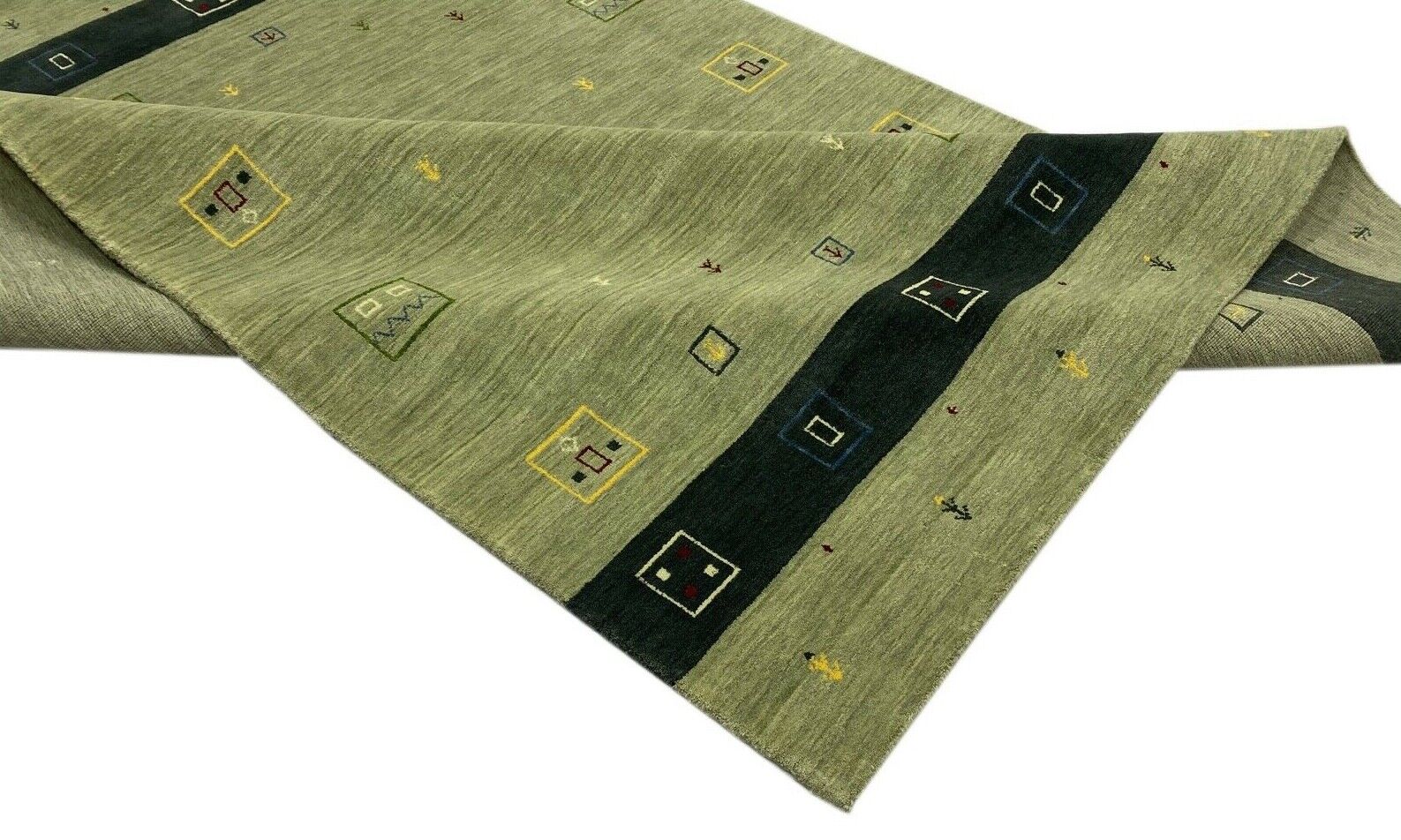 Gabbeh Teppich 100% Wolle 170x240 cm Beige Handgewebt Orientteppich wr107