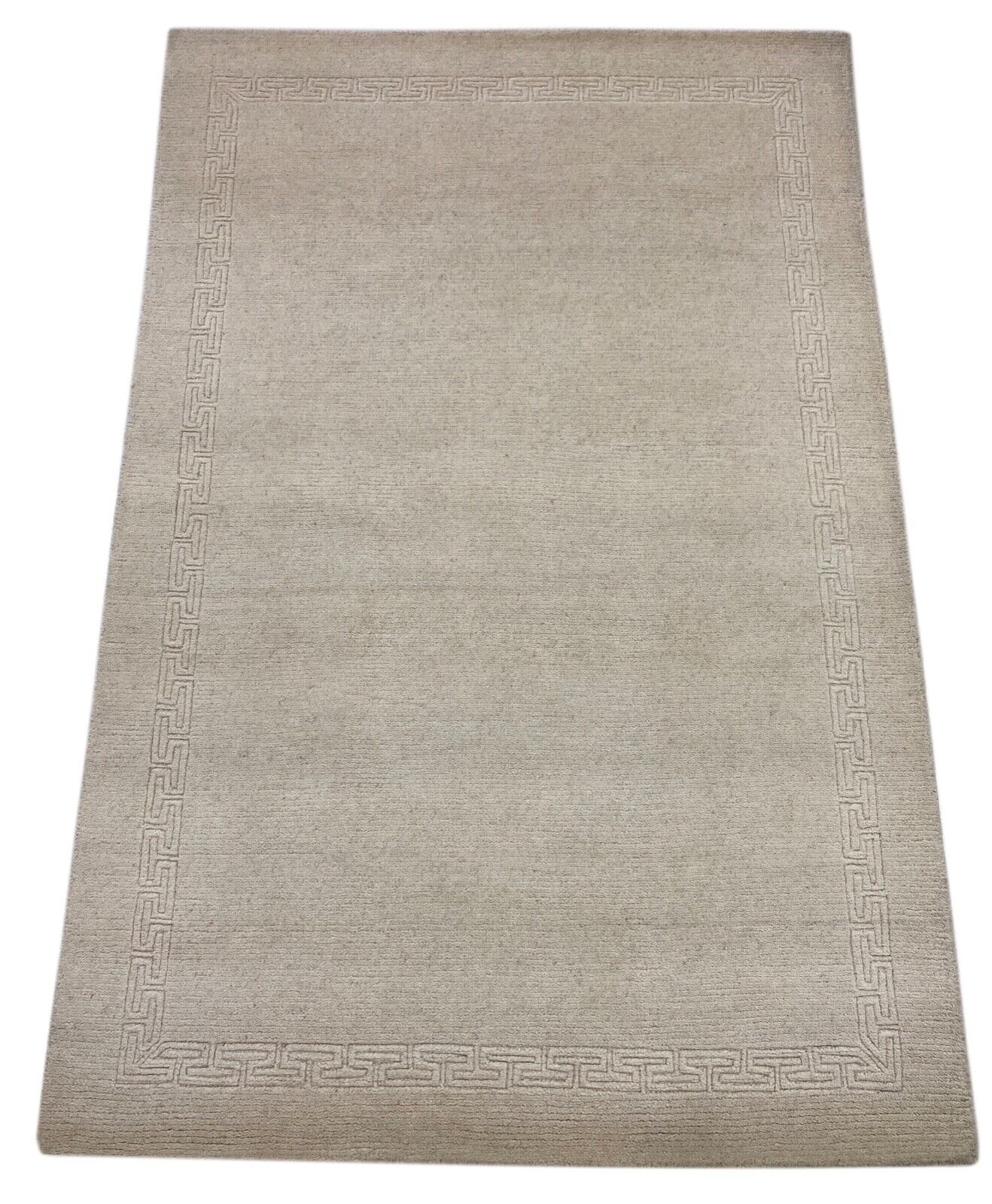 Nepal Teppich Handgeknüpft Beige 100% Wolle Orientteppich 119x182 cm N-140