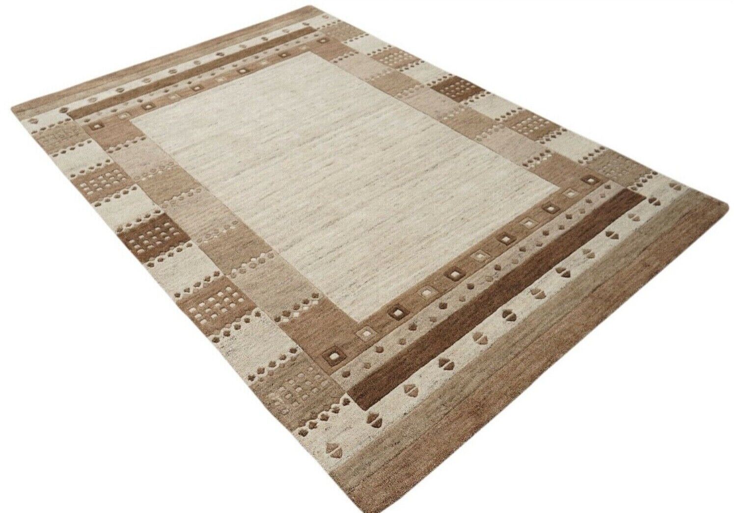 Beige 160X230 cm Teppich 100% Wolle Braun Orientteppich Handgetuftet HT185