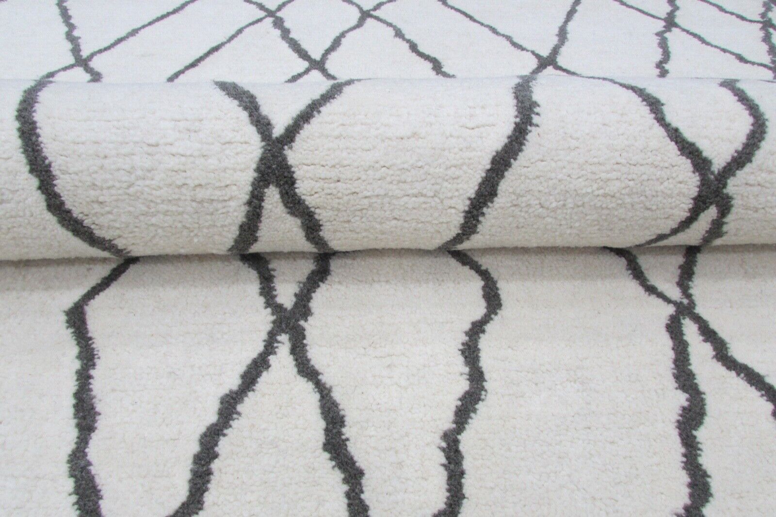 Moderno design marocchino, beige e grigio, 100% lana, 160 x 230 cm, annodato a mano, T839