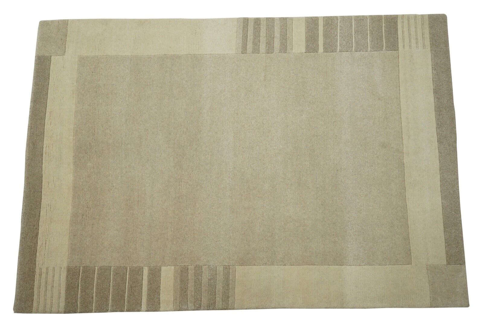 Nepal Teppich Handgeknüpft Beige 100% Wolle Orientteppich 125x181 cm N755