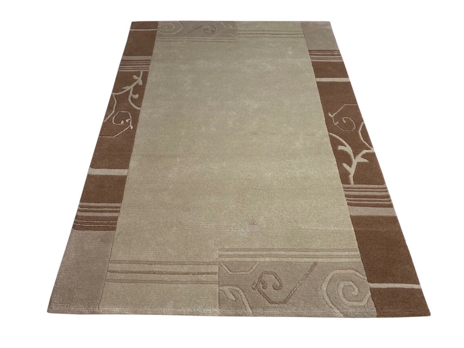 Indo Nepal Teppich Handgeknüpft Beige Braun 120X180 cm Wolle Orientteppich