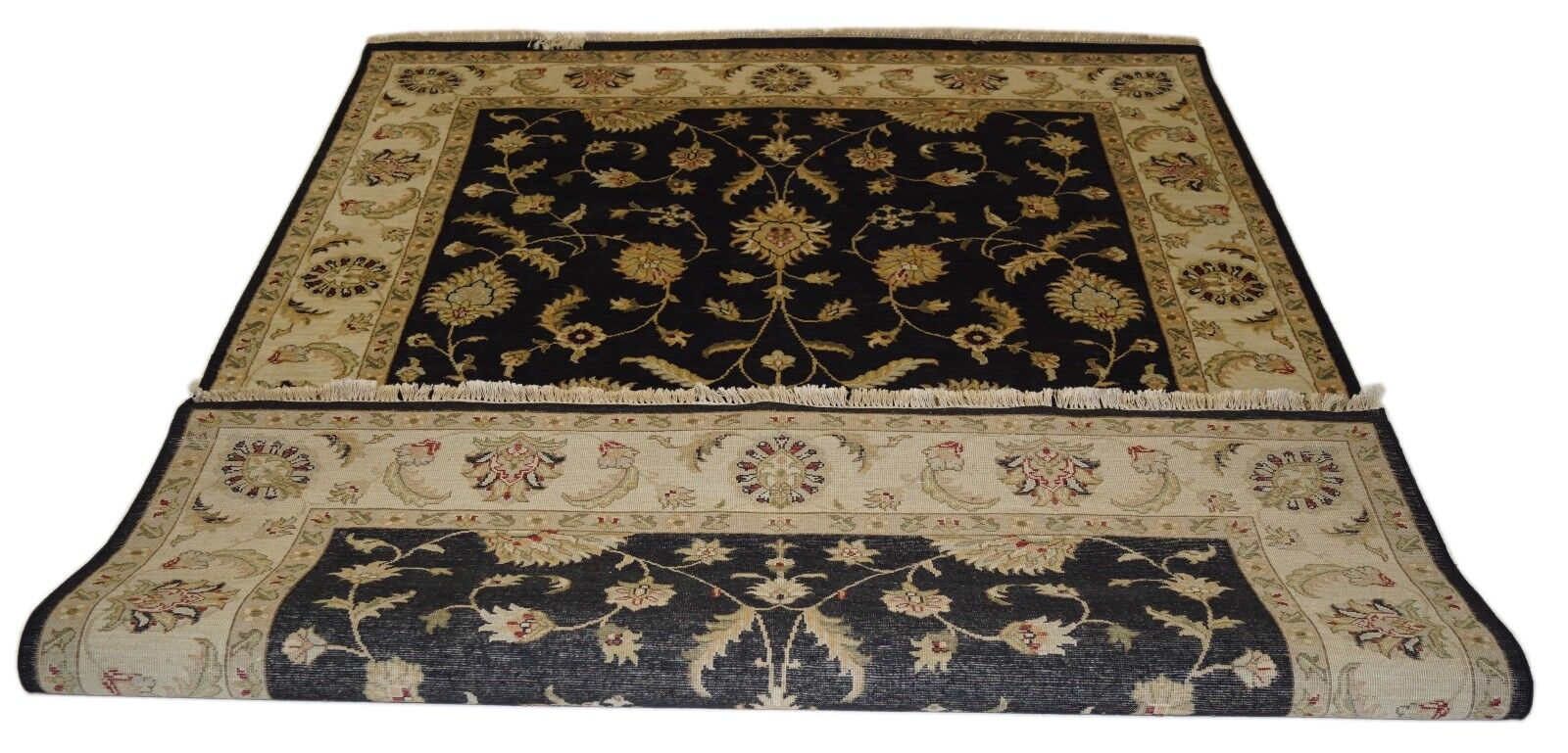 Orientteppich 100% Wolle Schwarz Teppich Chobi Ziegler 171x247 cm