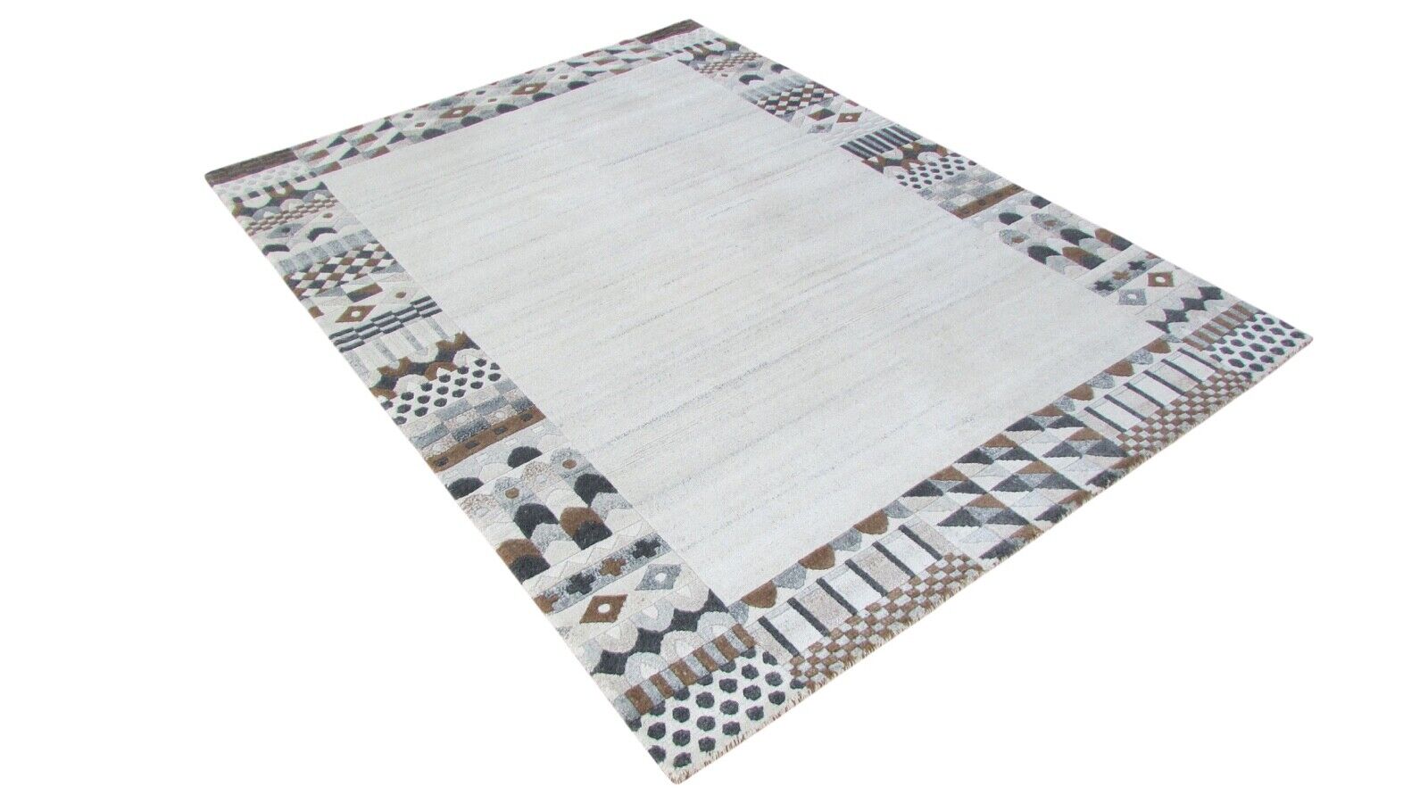Tappeto Nepal, annodato a mano, beige/grigio, 100% lana, tappeto orientale, 163x225 cm, N-86