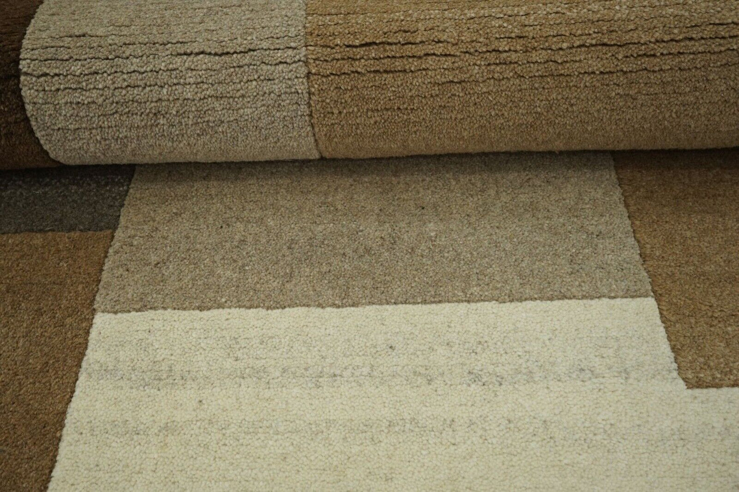 Nepal Teppich 100% Wolle Handgeknüpft Beige Braun Grau Orient 90x160 cm N-771