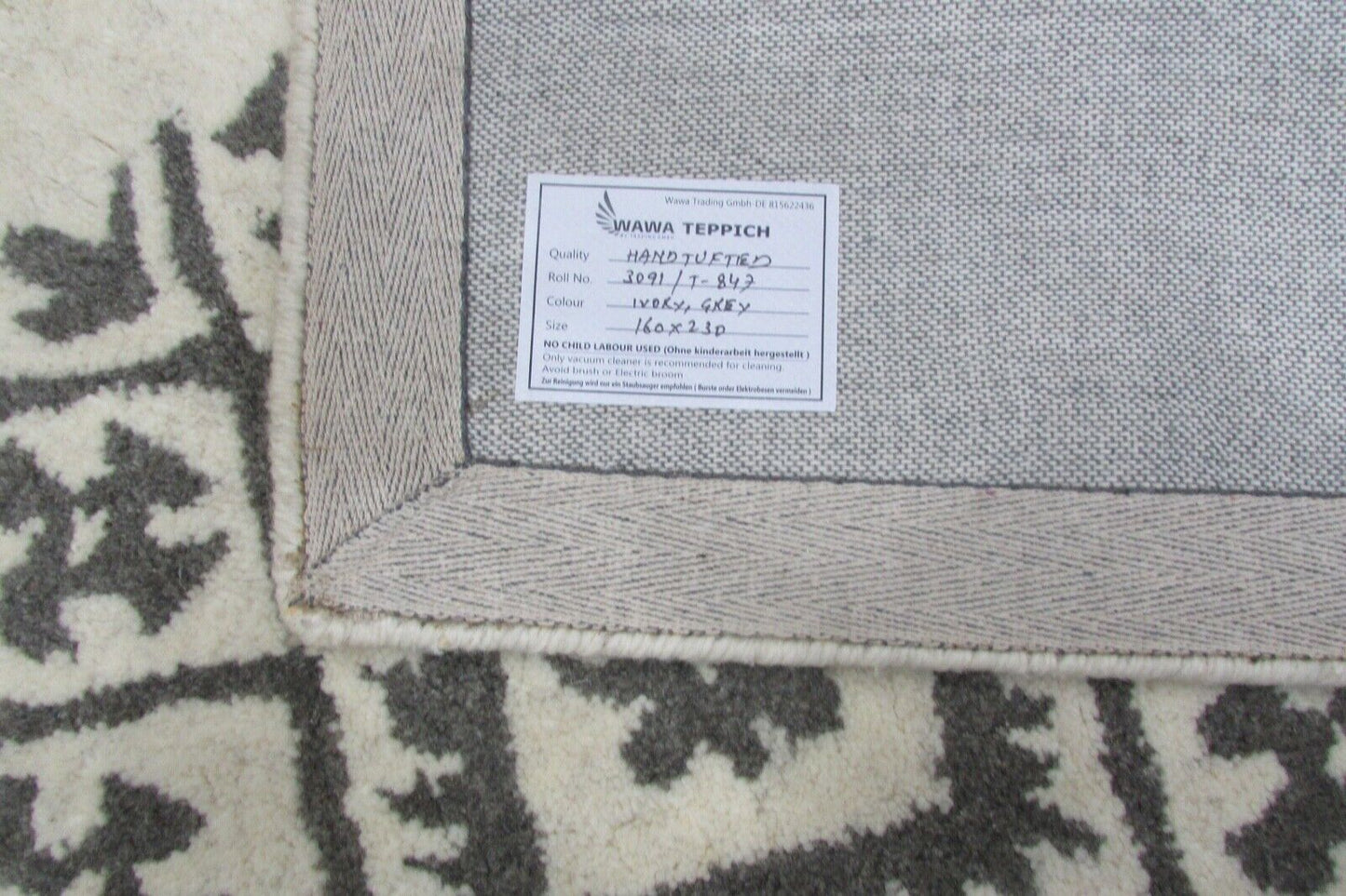 Elfenbeinfarbe Teppich 100% Wolle Beige 160X230 cm Handarbeit Handgetuftet T847