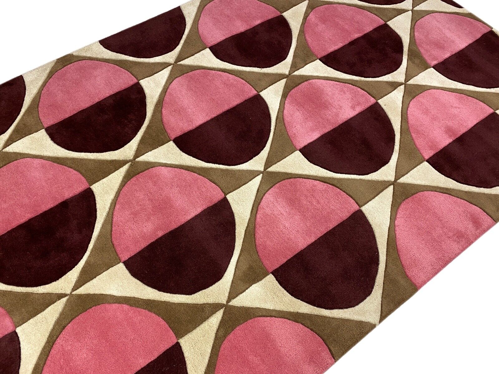 Orientteppich Rosa Schwarz Beige 100% Wolle Teppich Handgetuftet 150X240 CM D129