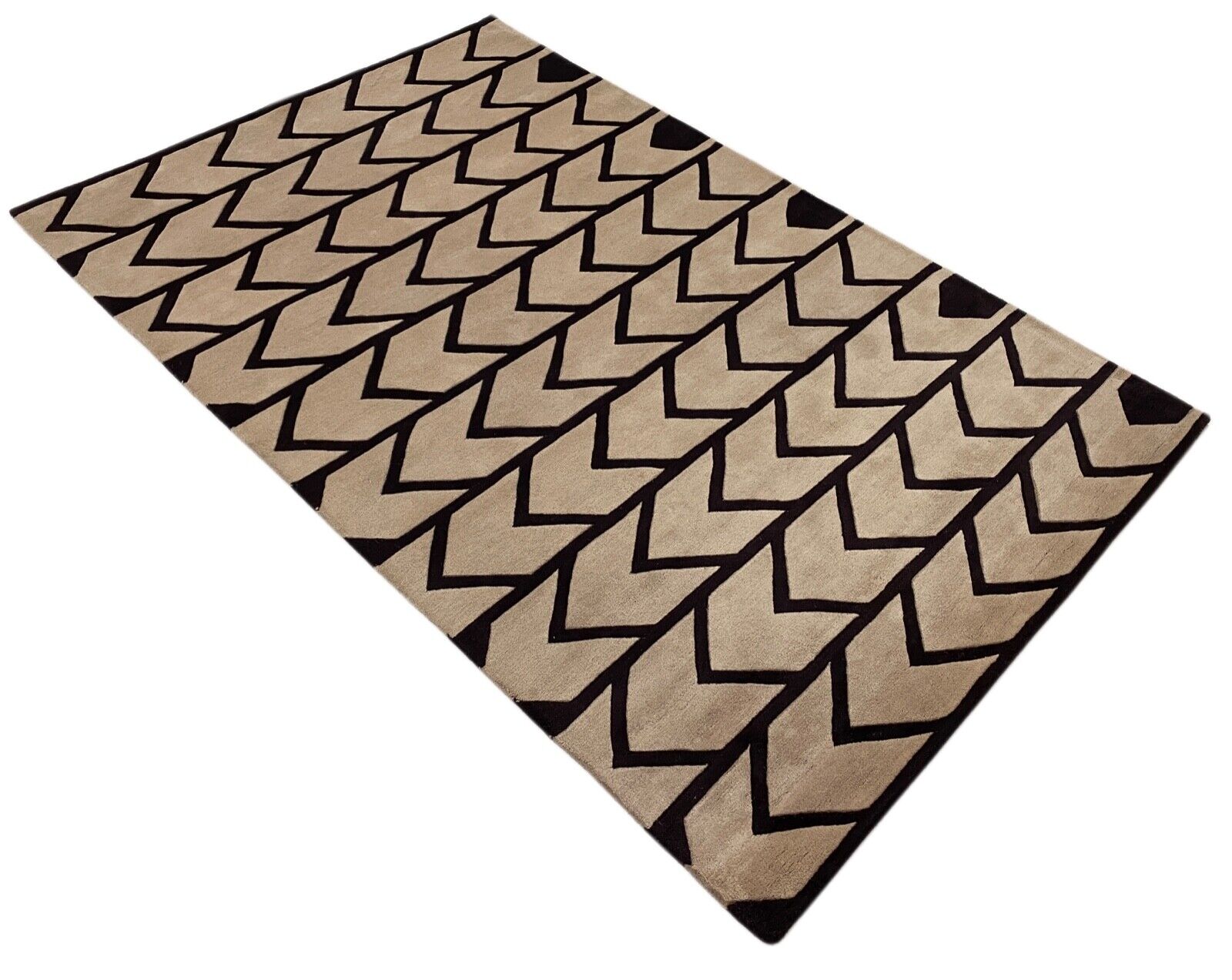 Oriental rug, black and beige, 100% wool, hand-tufted, 150 x 240 cm, D118