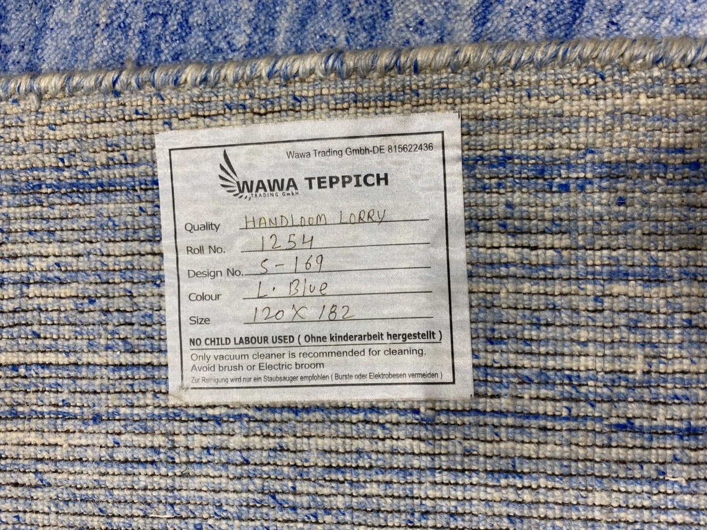 Blau Silber Teppich Gabbeh 100% Wolle loom lori Handgewebt 120x180 cm S169