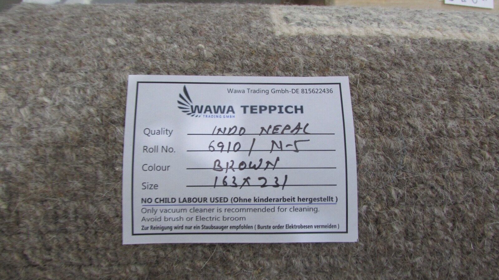 Nepal Teppich Handgeknüpft Braun Grau 100% Wolle Orientteppich 163x231 cm N-5