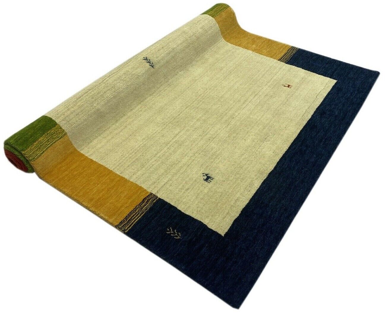 Wohnzimmer Gabbeh Teppich 100% Wolle 170x240 cm Beige Handgewebt WR80