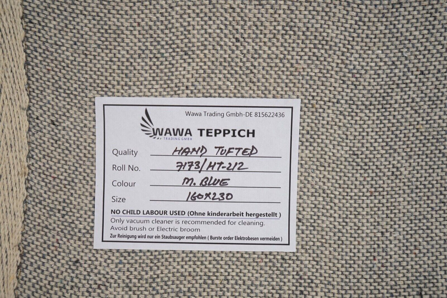 Beige Blau Teppich 160X230 cm 100% Wolle Orientteppich Handgetuftet HT212
