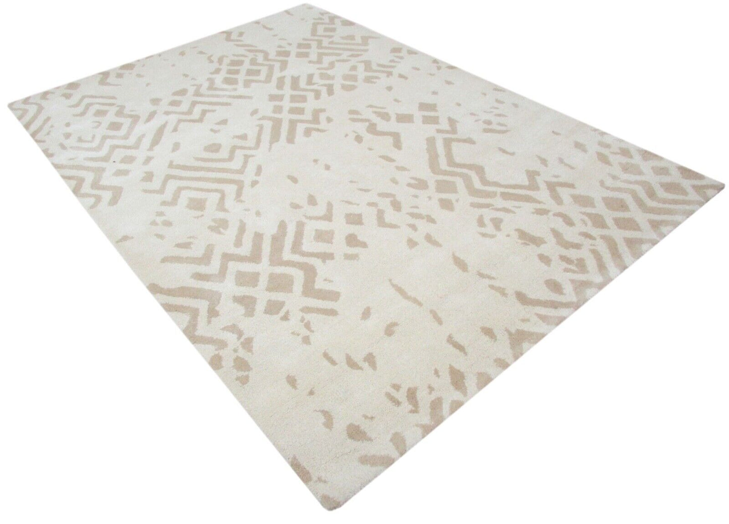 Wolle Teppich 100% Wolle Beige 160X230 cm Handarbeit Handgetuftet T826