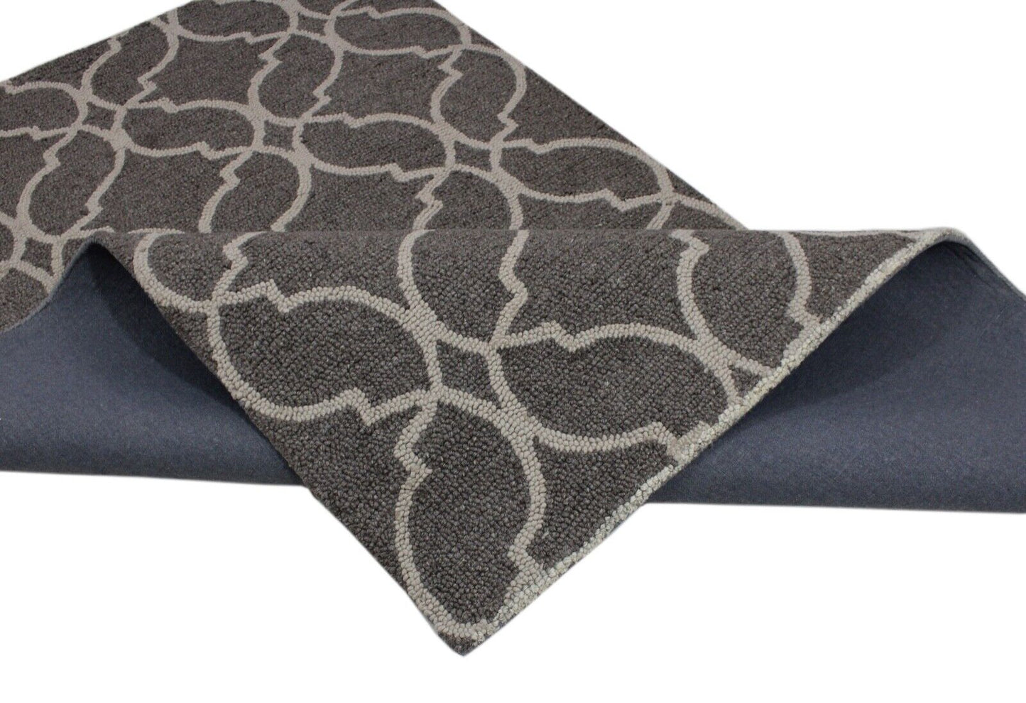 Teppich 100% Wolle Anthrazit Grau Beige Handarbeit Orientteppich 150X240 CM