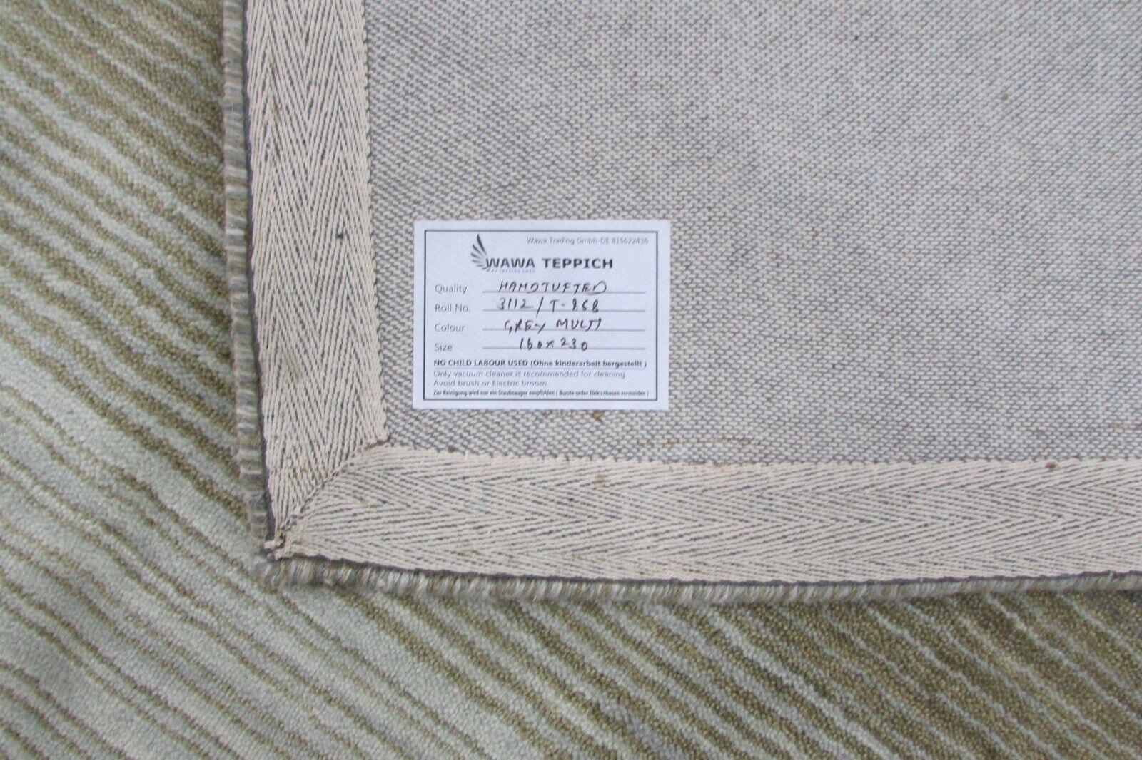 Mint loom Gabbeh Teppich 100% Wolle 160X230 cm Orientteppich Handgetuftet T868