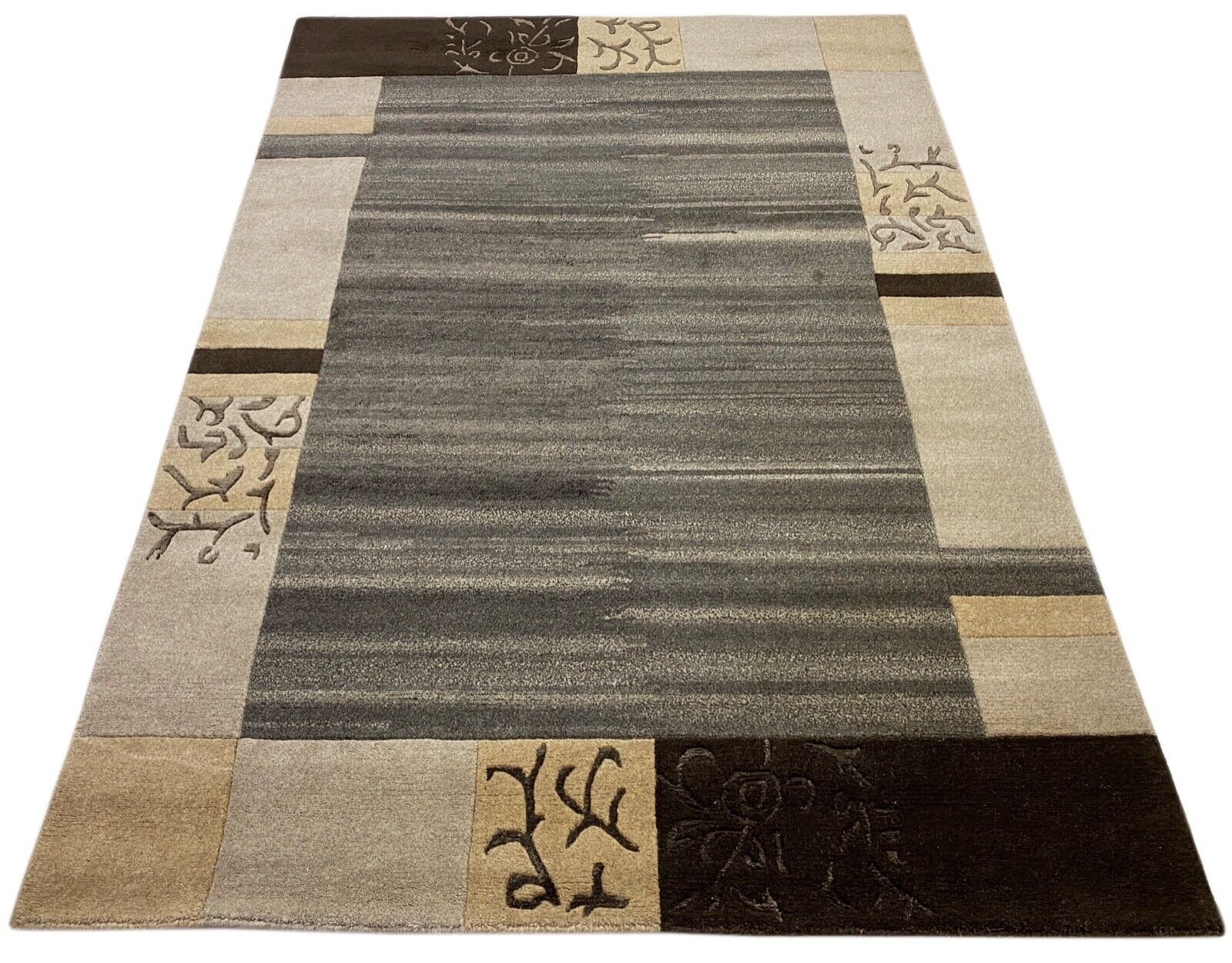 Teppich Handgeknüpft Indo Nepal Naturfarben Grau Beige Braun 120X185 cm Wolle