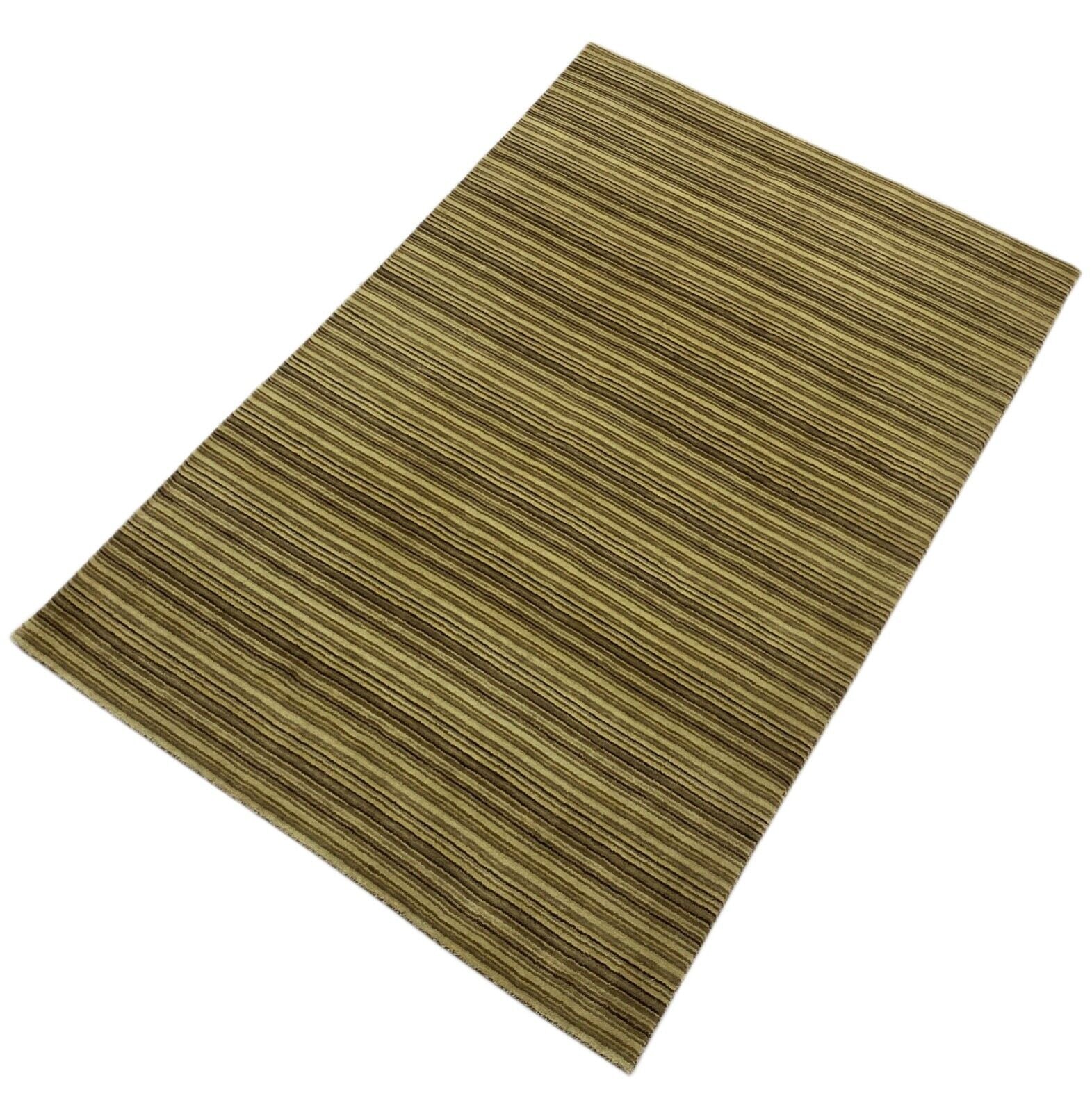 Teppich 100% Wolle Gabbeh Braun Beige Grün  loom lori Handgewebt 136x203 cm S185