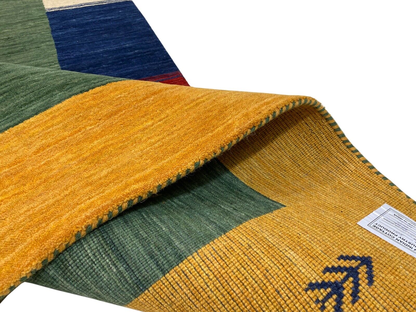 Gabbeh Grün Teppich 120x180 cm Handgewebt 100% Wolle Lori Buff Debbich Handloom