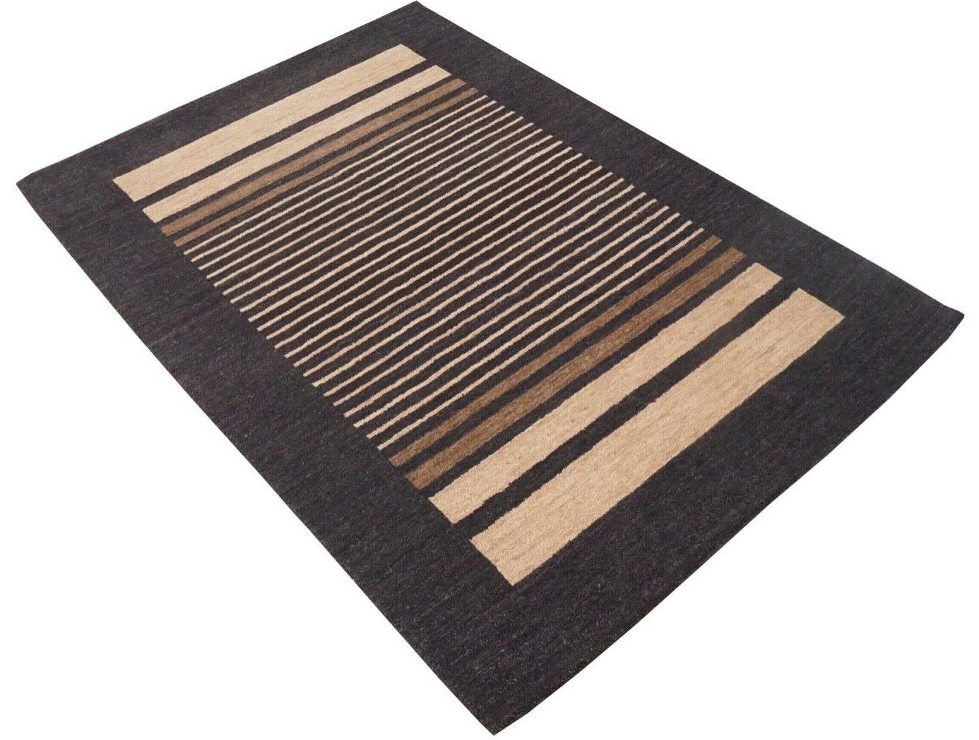 Kohlefarbe Beige140X200 cm Teppich 100% Wolle Orientteppich Handgetuftet HT580