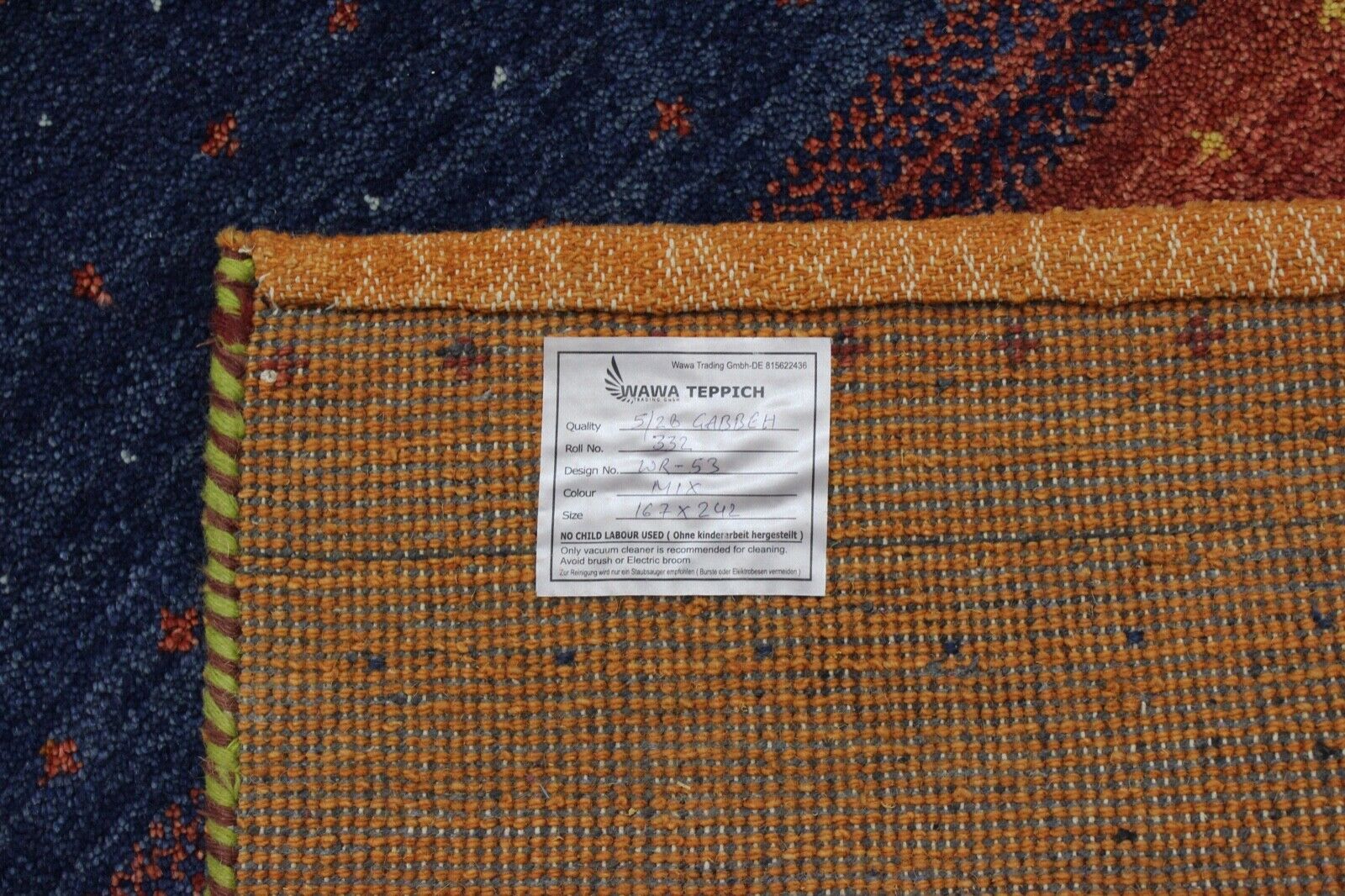 Koberec Gabbeh 100% vlna oranžová červená modrá zelená zlatá ručně vázaný 167x242 cm WR53