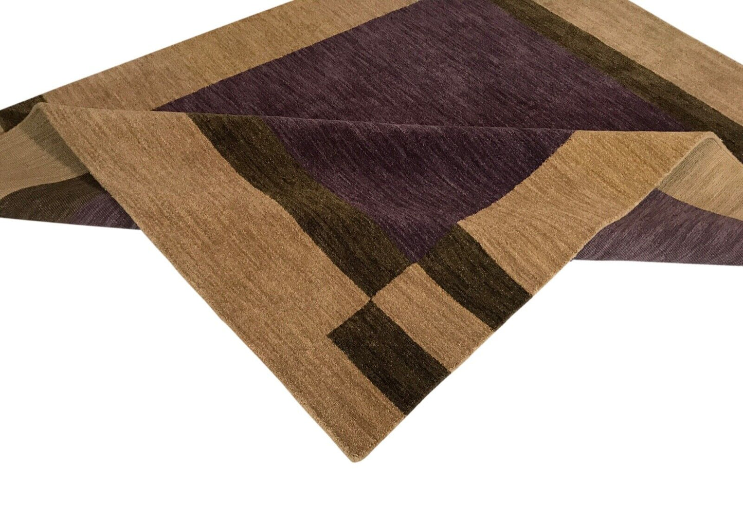 Gabbeh Teppich 100% Wolle 200X250 CM Orientteppich Handgefertigt Loom Lila Beige