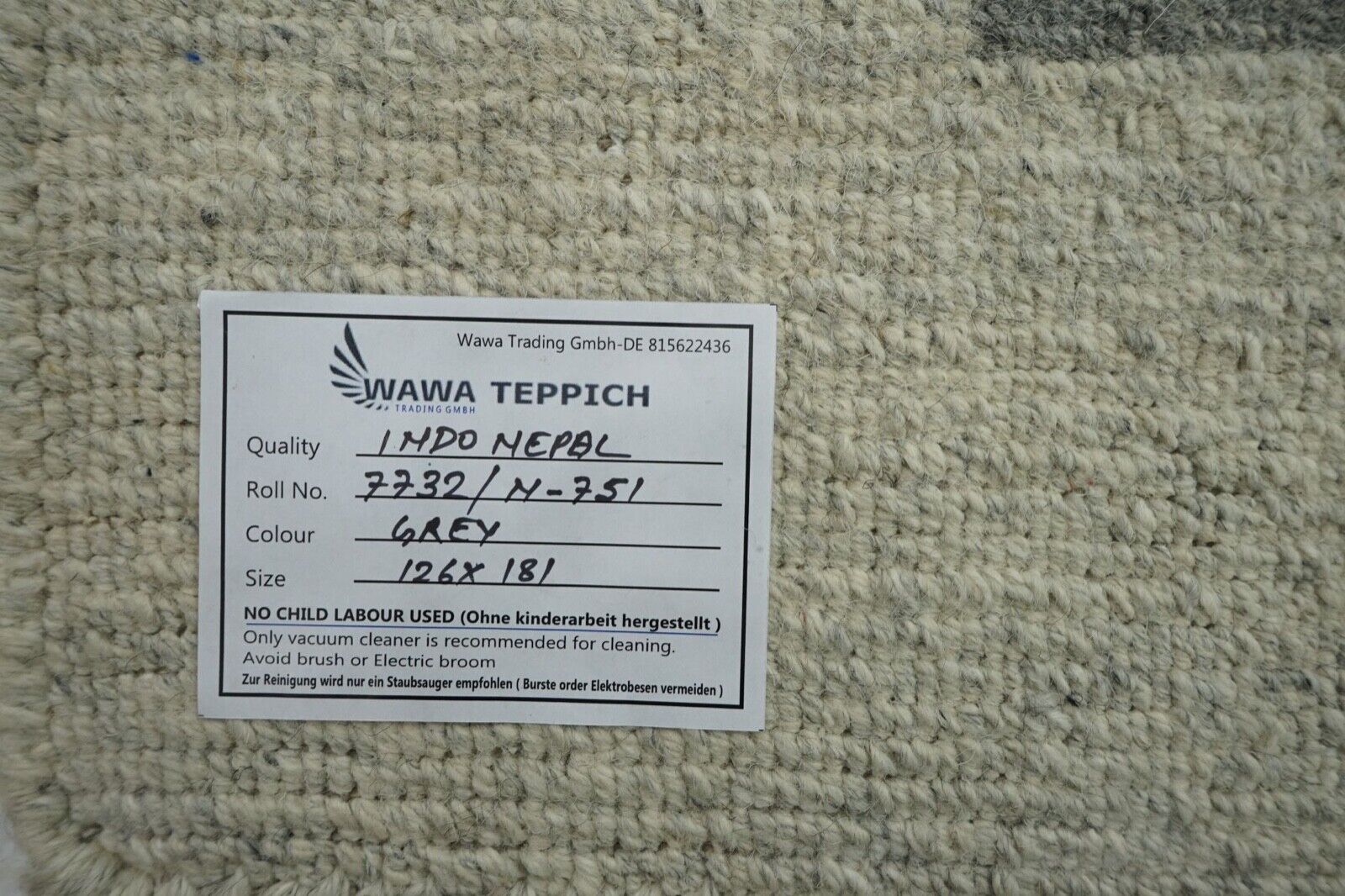 Grau Nepal Teppich Handgeknüpft Beige 100% Wolle Orientteppich 125x180 cm N751