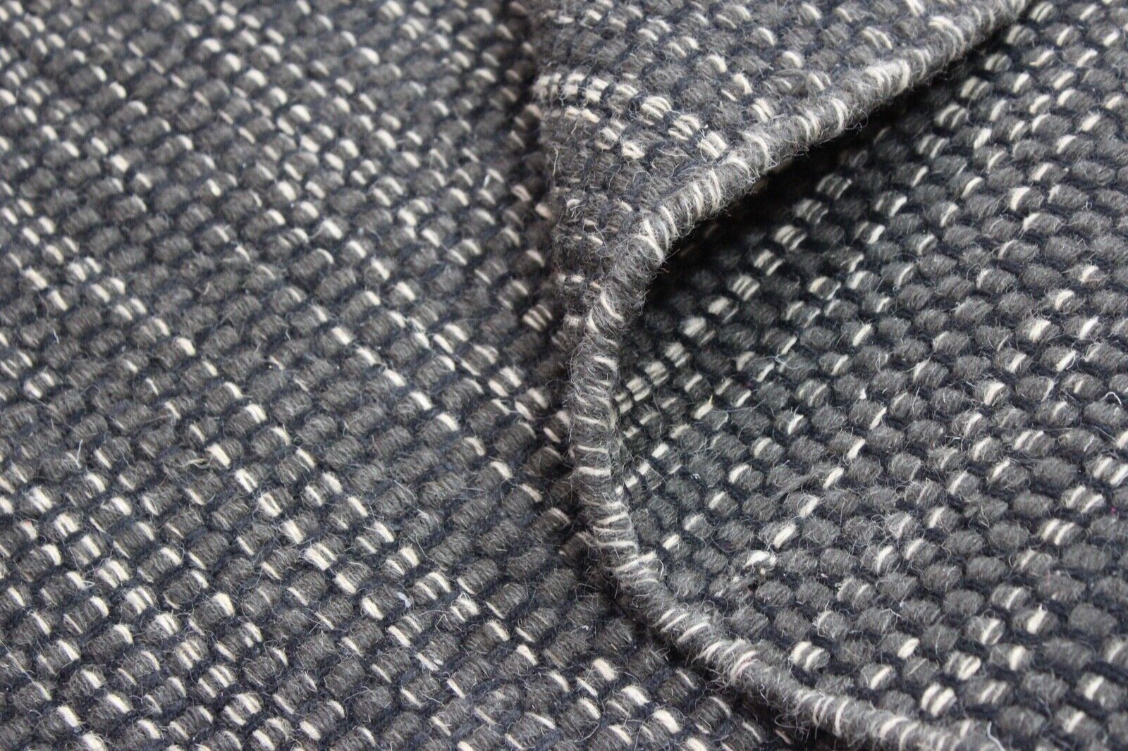 Anthrazit 100% wolle Teppich Flachgewebe 120x180 cm Kilim  Schwarz Handgewebt