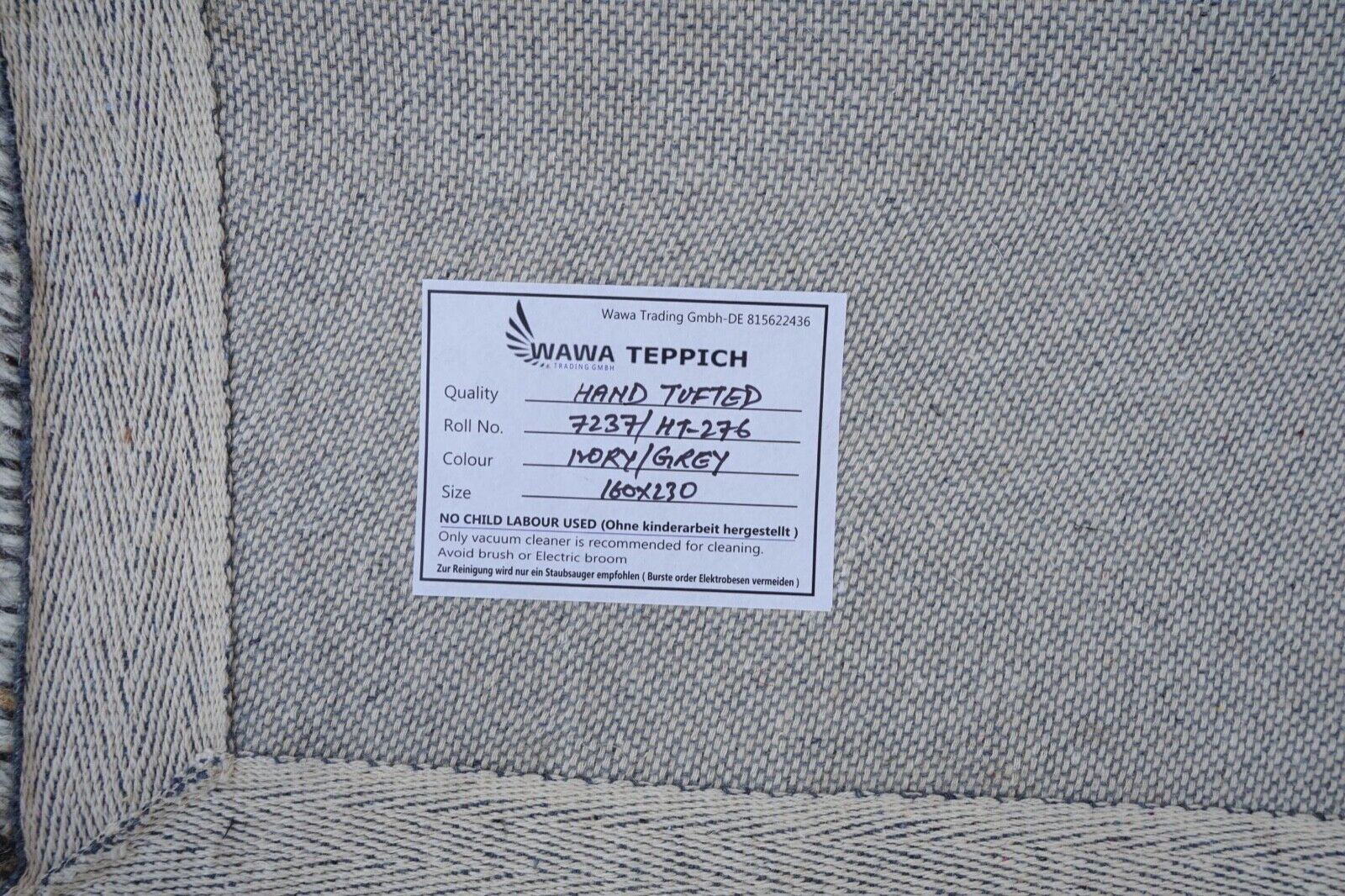 Grau Beige 160X230 cm Teppich 100% Wolle Orientteppich Handgetuftet HT276