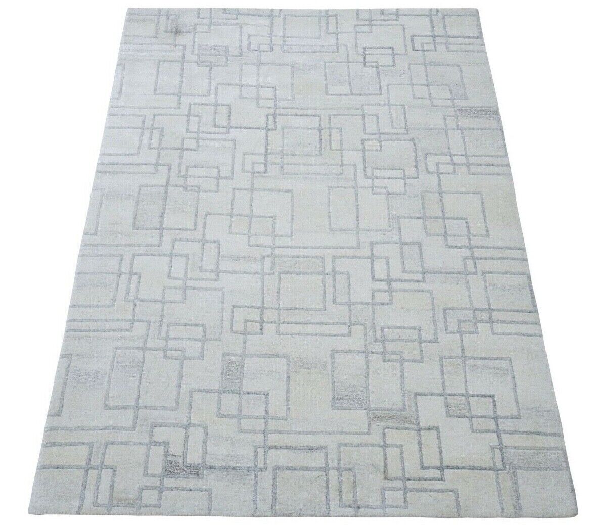 Teppich 100% Wolle Beige Grau 160X230 cm Orientteppich Handgetuftet HT278