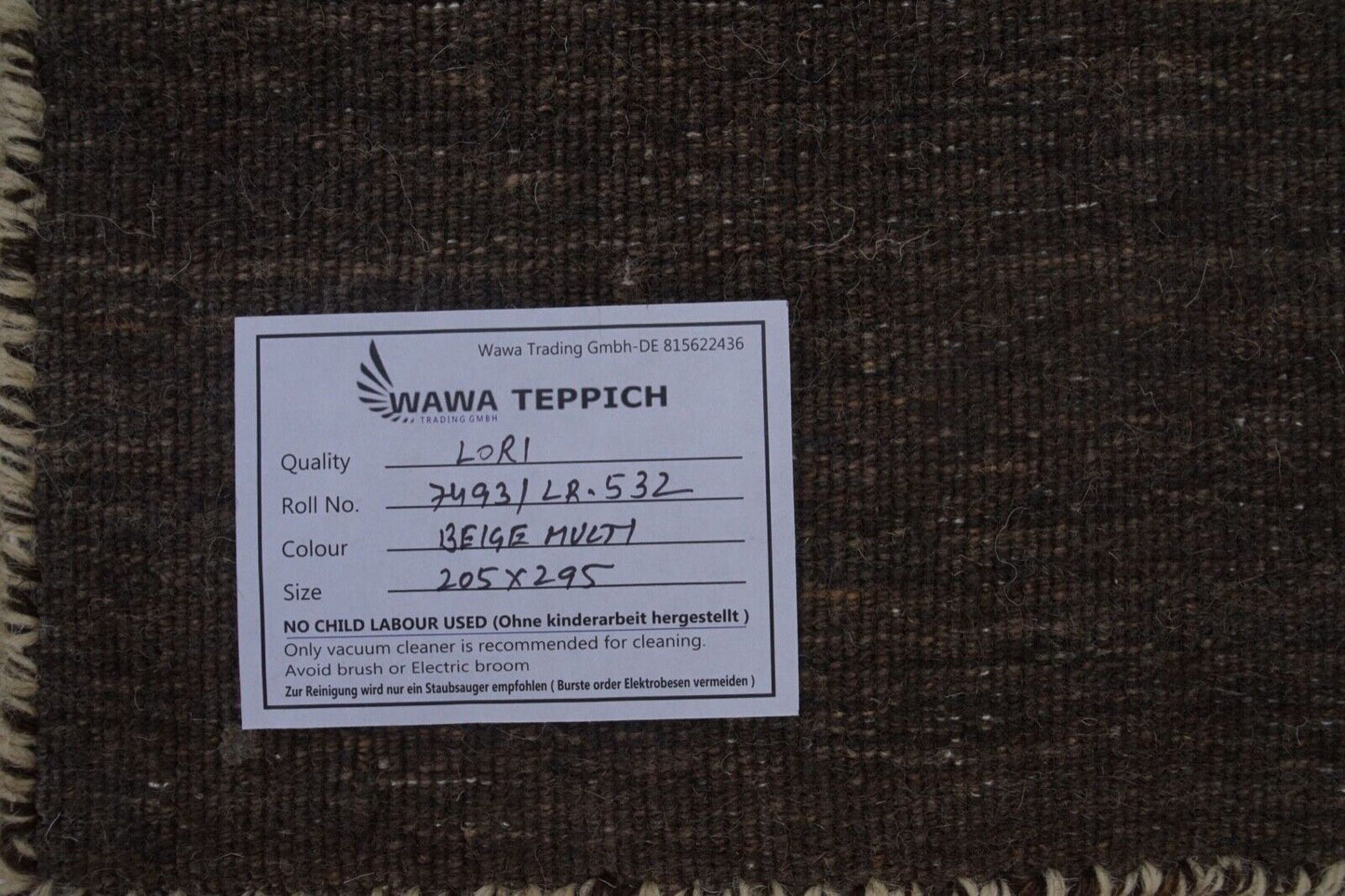 Gabbeh Teppich Beige Braun 100% Wolle 200x300 cm Handgewebt Orientteppich Lr532