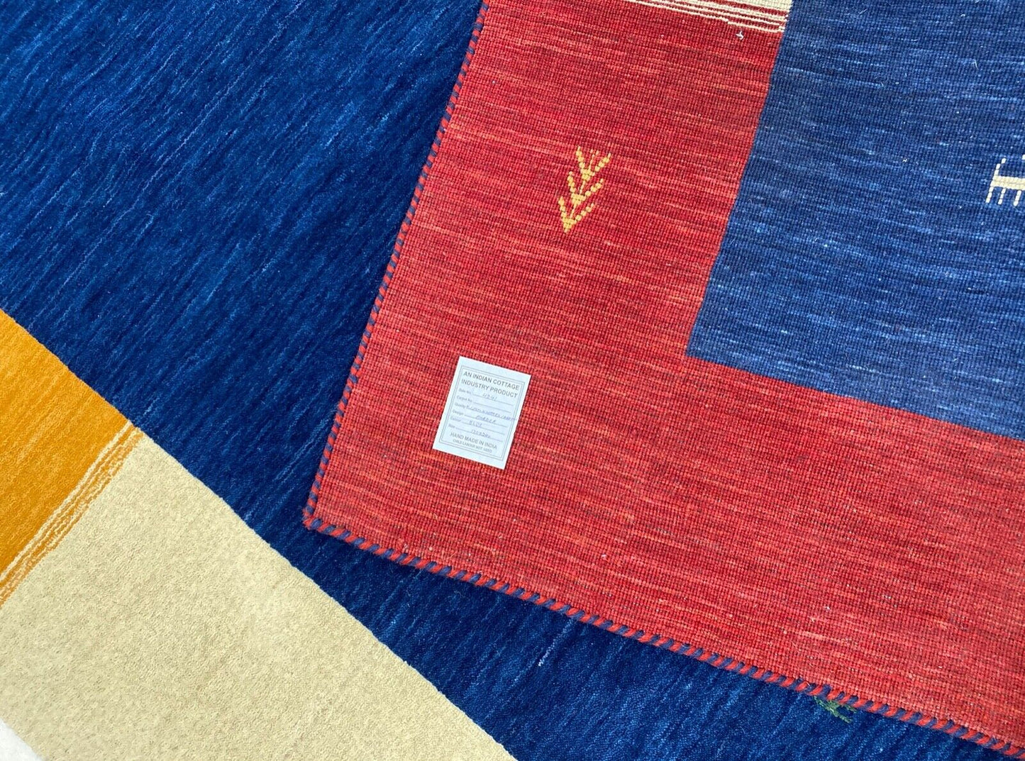 Blau Gabbeh 100% Wolle Orientteppich 170x240 cm Handgewebt loom Teppich