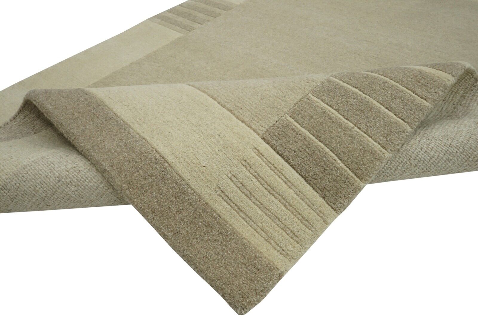 Nepal Teppich Handgeknüpft Beige 100% Wolle Orientteppich 125x181 cm N755