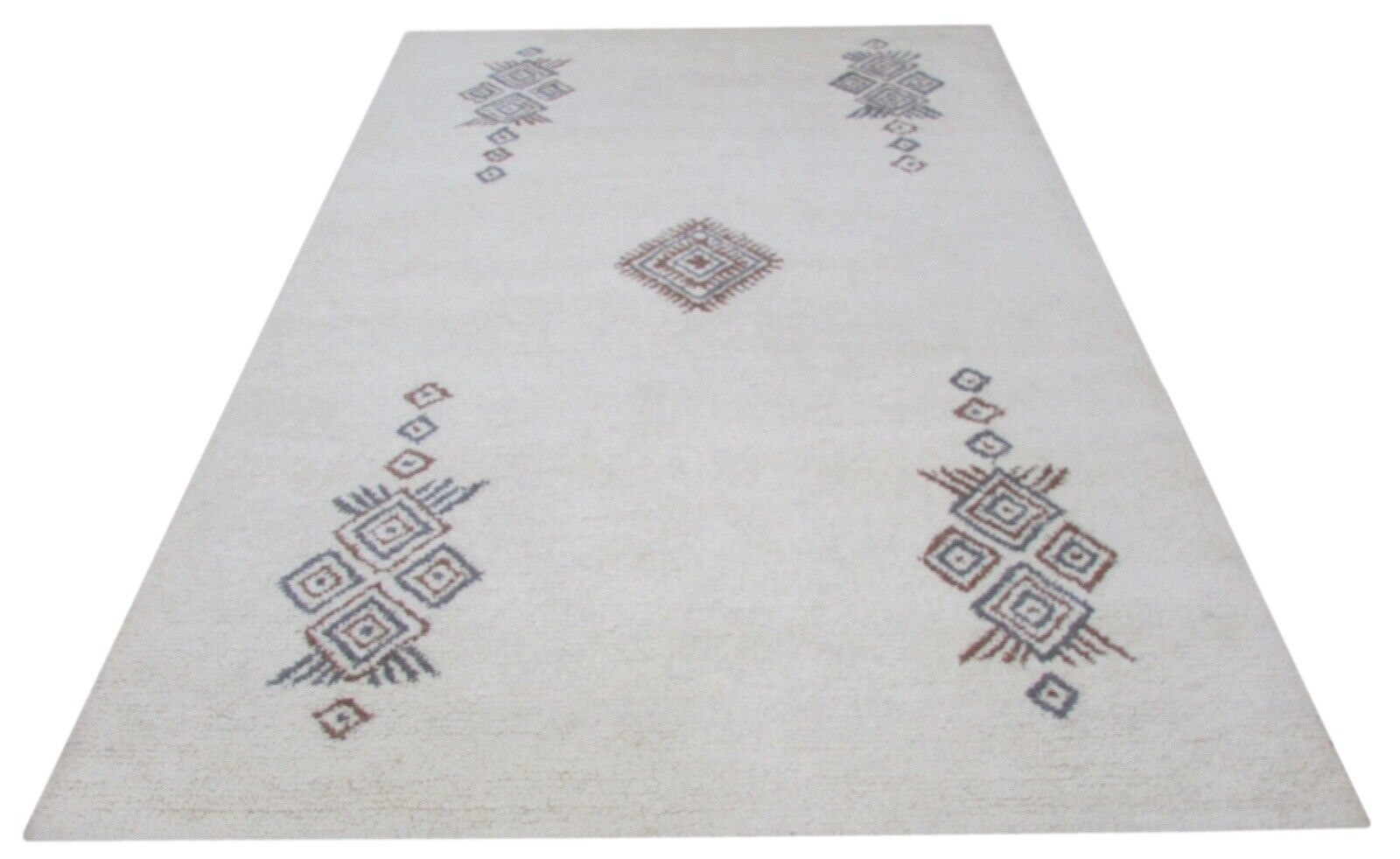 Bež in bela preproga, 100 % volna, 160 x 230 cm, ročno izdelana, ročno tkana, T823 