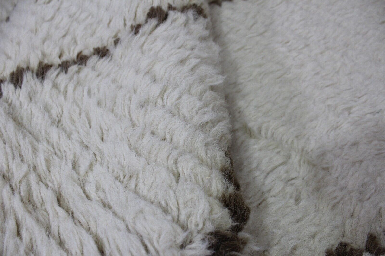 Teppich 100% Wolle Marokko Beige Elfenbein Handgewebt Orientteppich R40