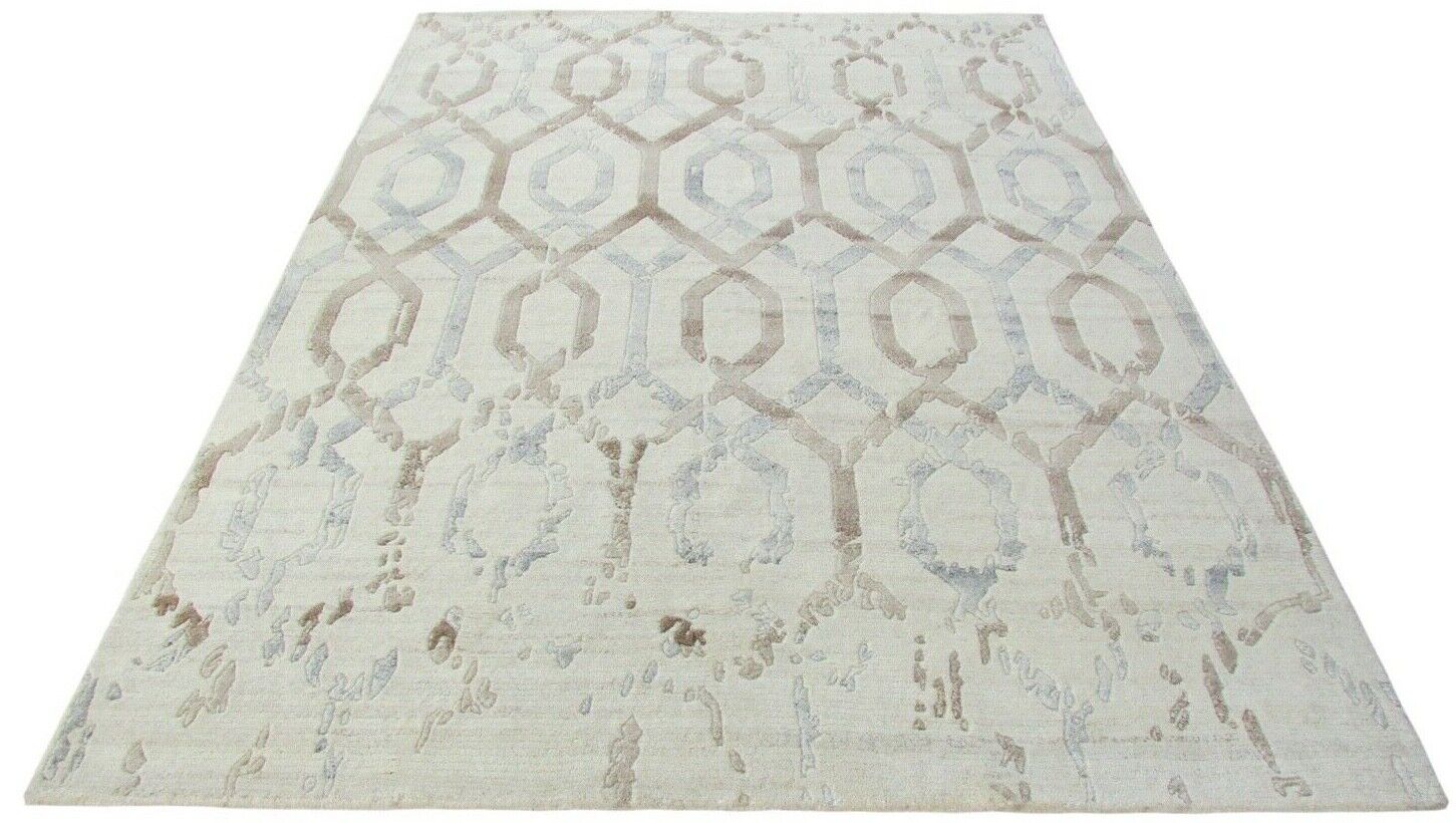 Nepal Teppich Handgeknüpft Beige Braun 100% Wolle Orientteppich 166x228 cm N-3