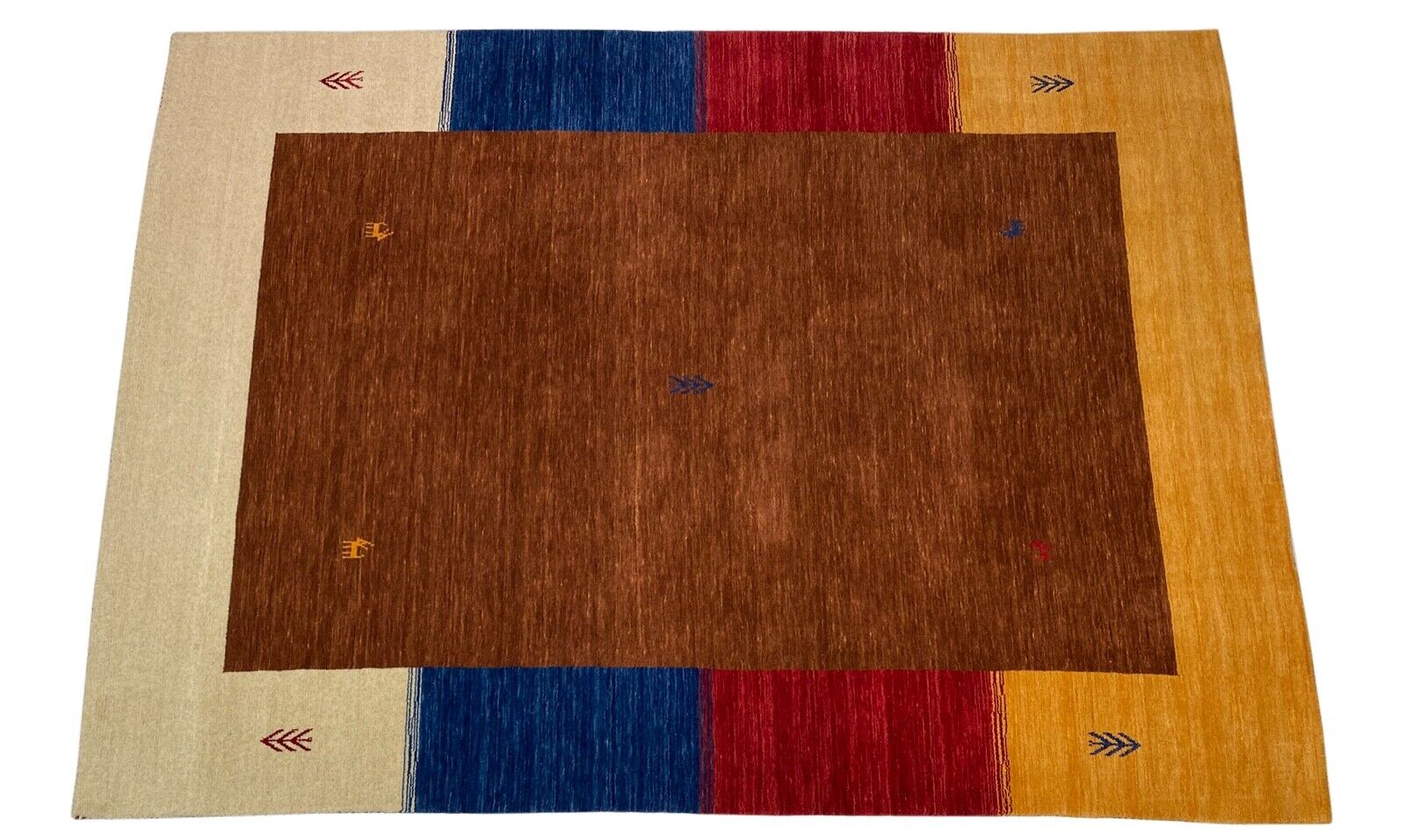 Gabbeh Teppich 100% Wolle 170x240 cm Braun Beige Rot Handgewebt Orientteppich