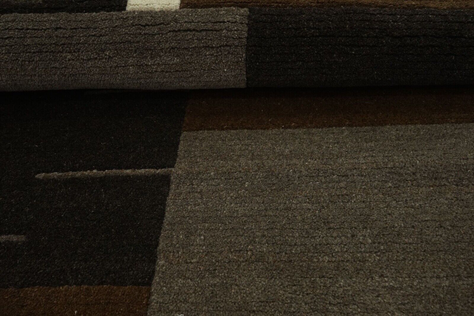 Nepal Teppich Handgeknüpft 100% Wolle Braun Beige Grau 140X195 cm N763