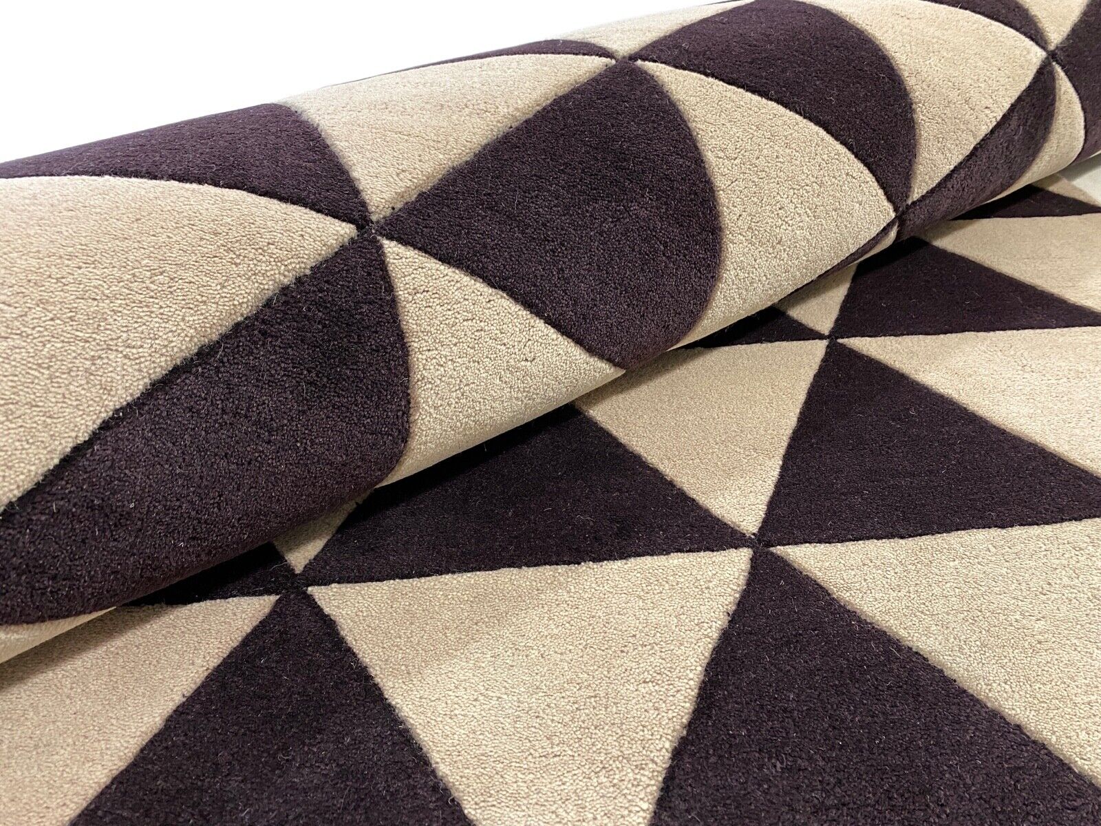 Schwarz Beige Teppich 100% Wolle Orientteppich Handgetuftet 155X245 CM D-123