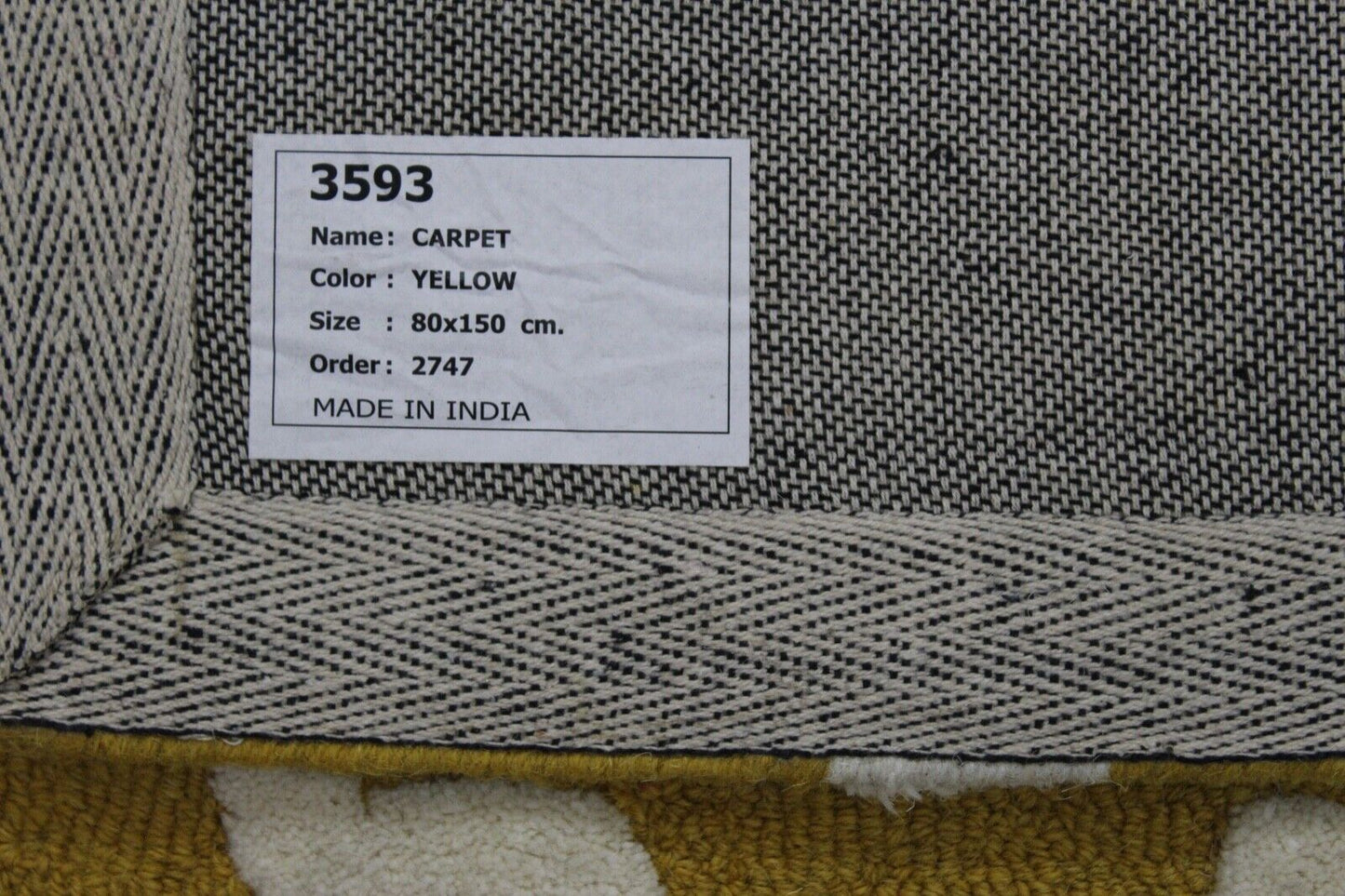 Gold Gelb Teppich Orientteppich 100% Wolle Handgetuftet 80X150 CM