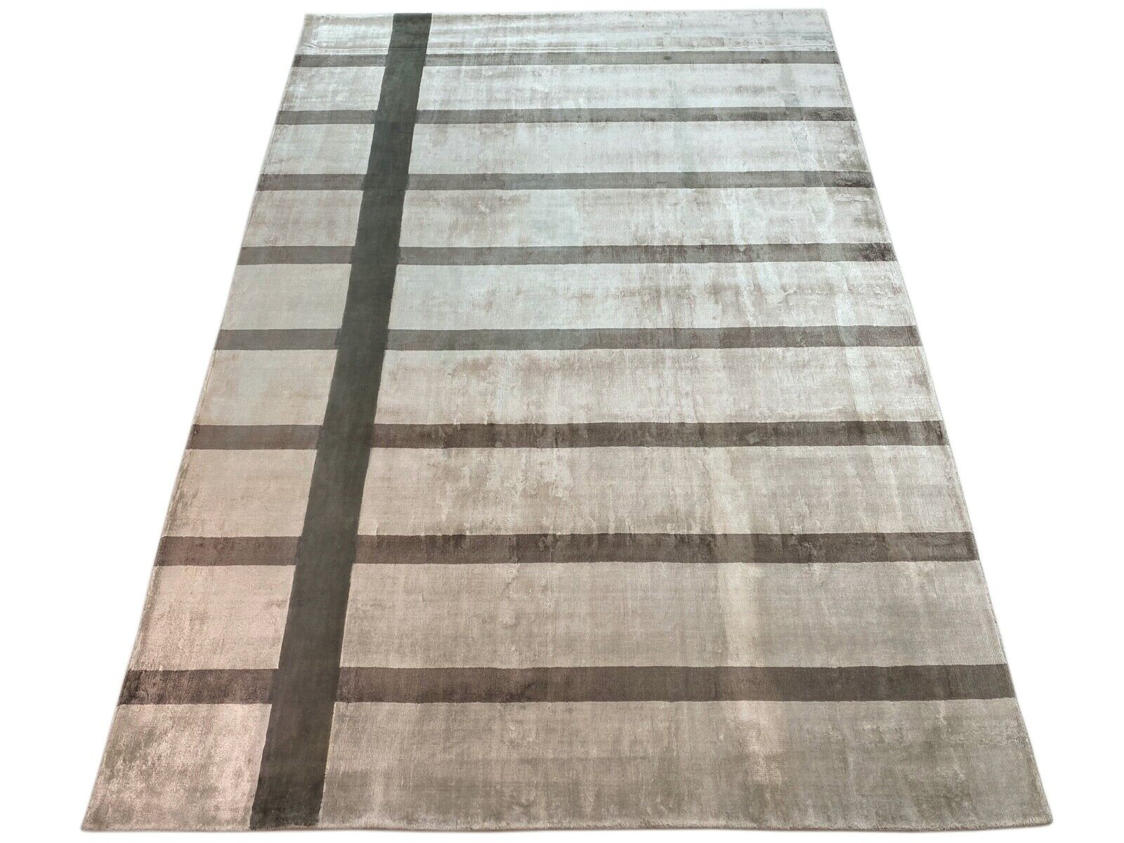 Tappeto orientale 200x300 cm beige marrone tappeto tessuto a mano in viscosa fatto a mano