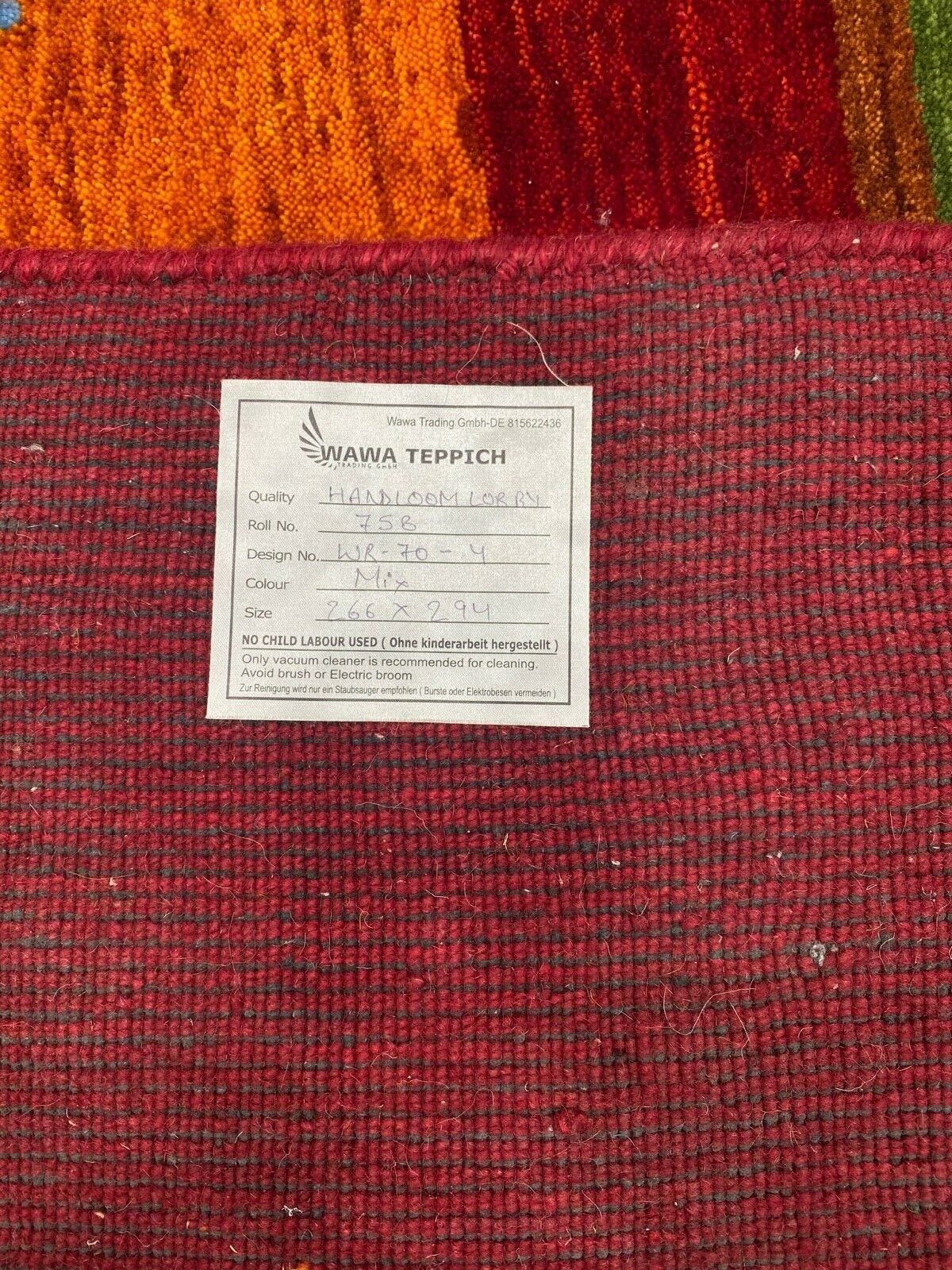 Rot Grün Gold Gabbeh Teppich 100% Wolle Ca. 250x300 cm Handgewebt Orient WR70