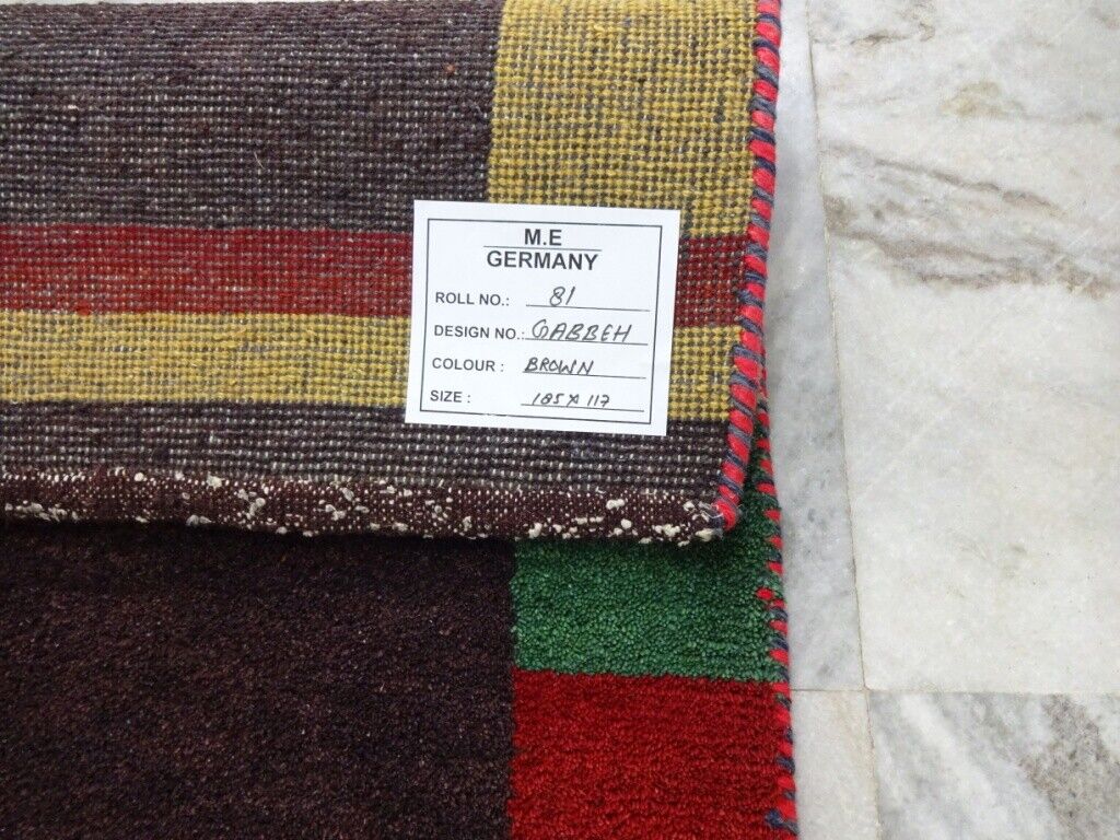 Tappeto Gabbeh, annodato a mano, 100% lana, marrone, tappeto orientale, 117 x 185 cm, M81