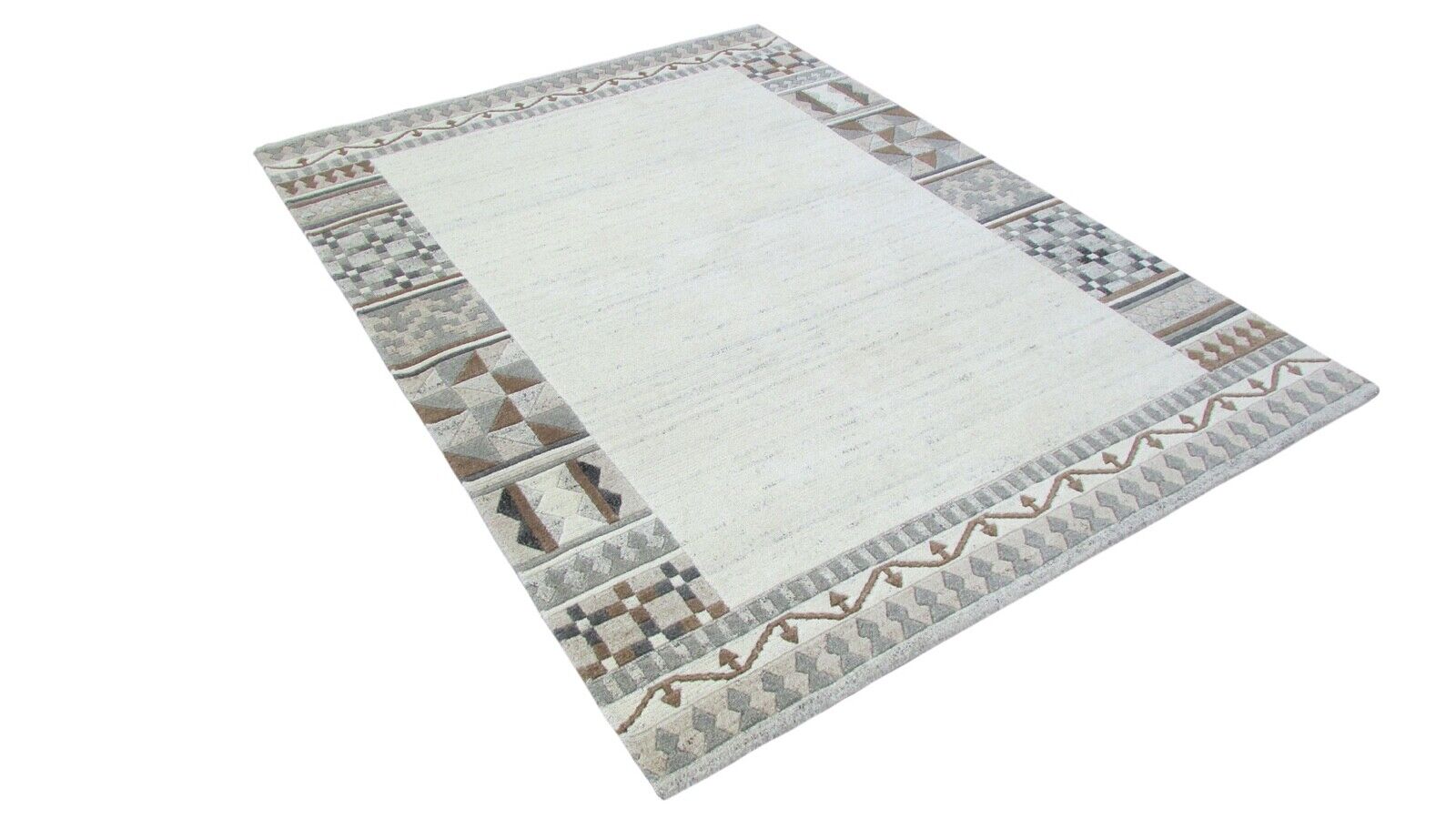 Nepal Teppich Handgeknüpft Beige 100% Wolle Orientteppich Braun 160X220 cm N-150
