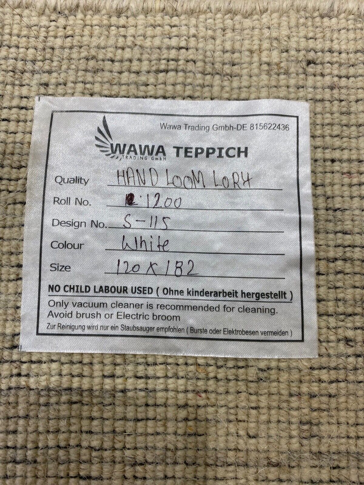 Teppich 100% Wolle Beige Grau Gabbeh lori Handgewebt 120x180 cm S115