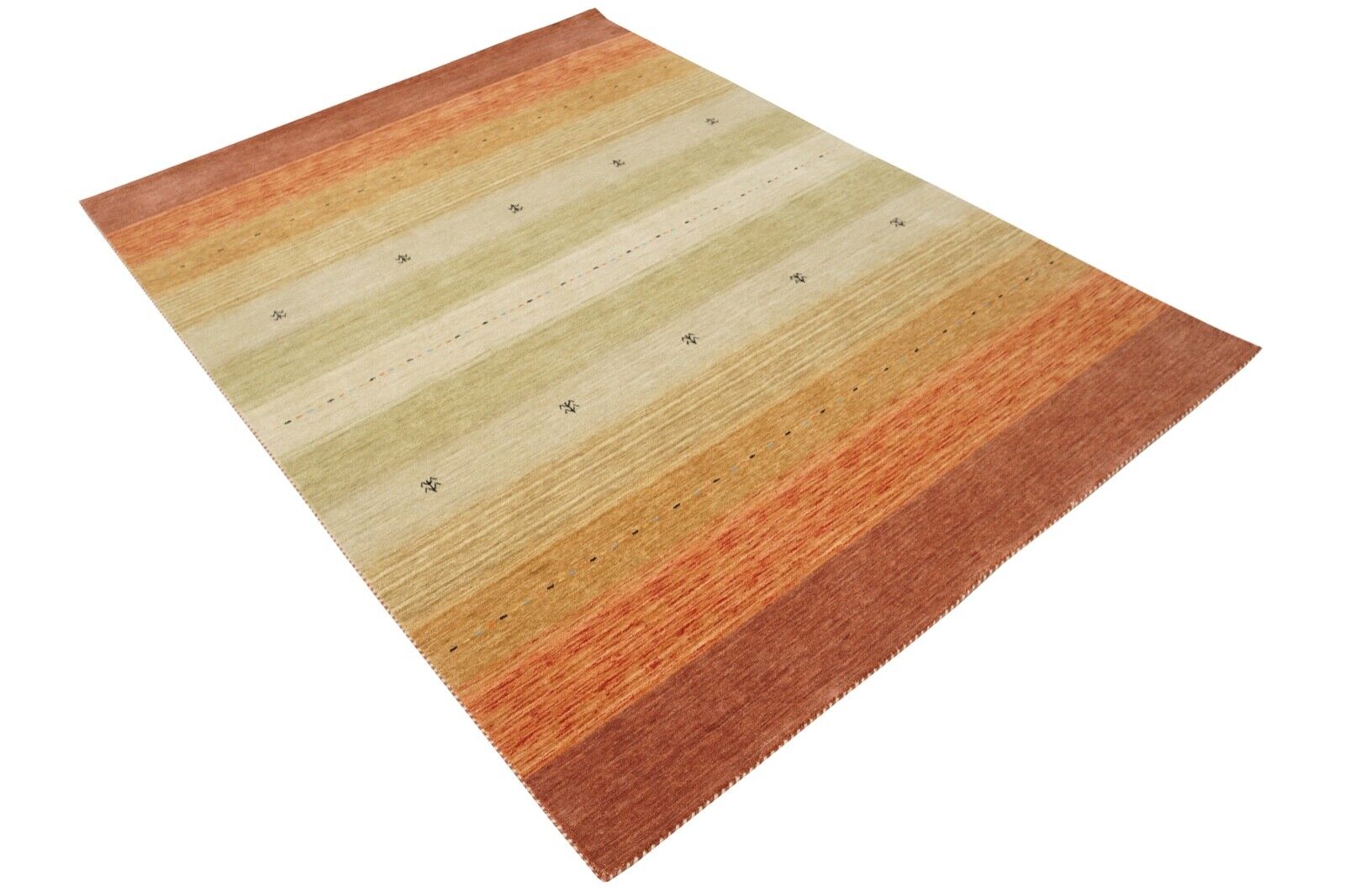 Gabbeh Teppich Rot Gold Beige 100% Wolle 170x240 cm Handgewebt Orient Lr743